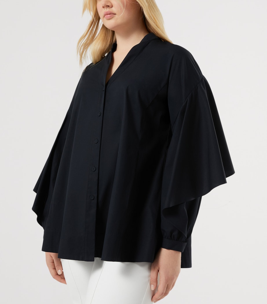 Marina Rinaldi Womens Cotton V-Neck Blouse Black Image 5