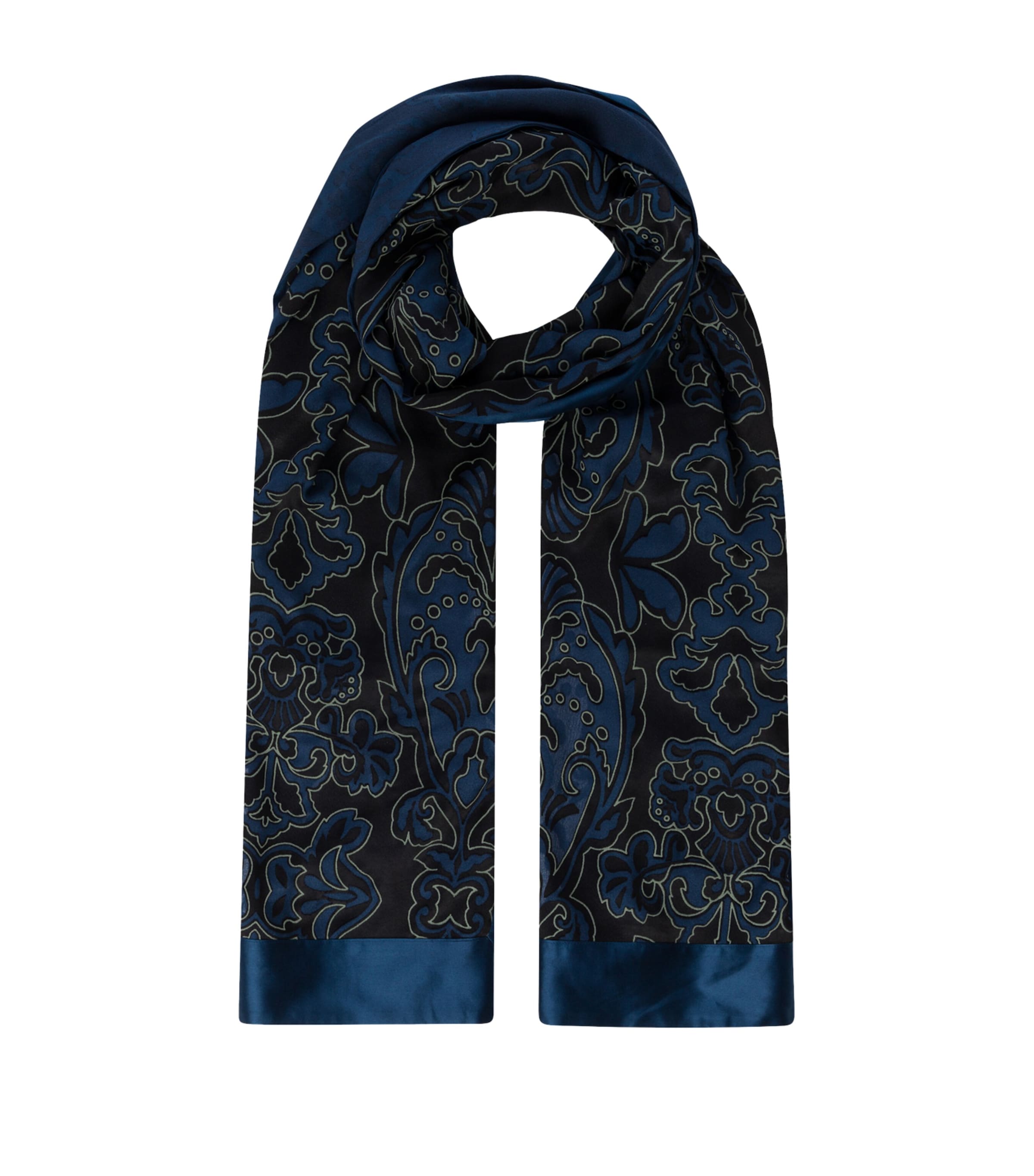 Hanro Satin-trim Patterned Scarf In Blue