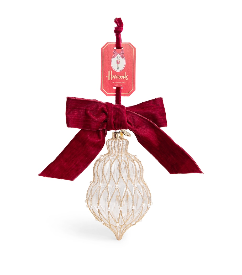 Harrods Glass Embellished Tree Decoration Gold Image 1