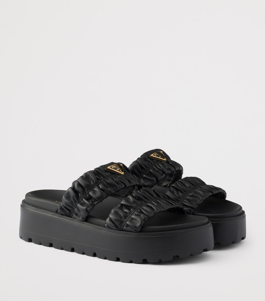 Prada Nappa Leather Flatform Slides 45 Black Image 2