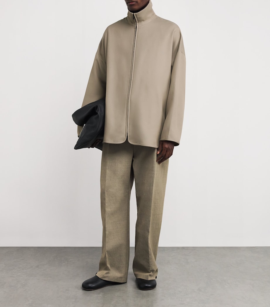 Virgin Wool-Blend High-Neck Jacket DUSTY BEIGE Image 2