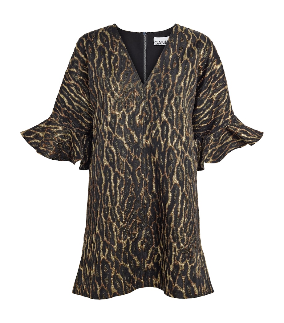 Metallic Leopard Jacquard Mini Dress 01X ANTIQUE BRONZE Image 1