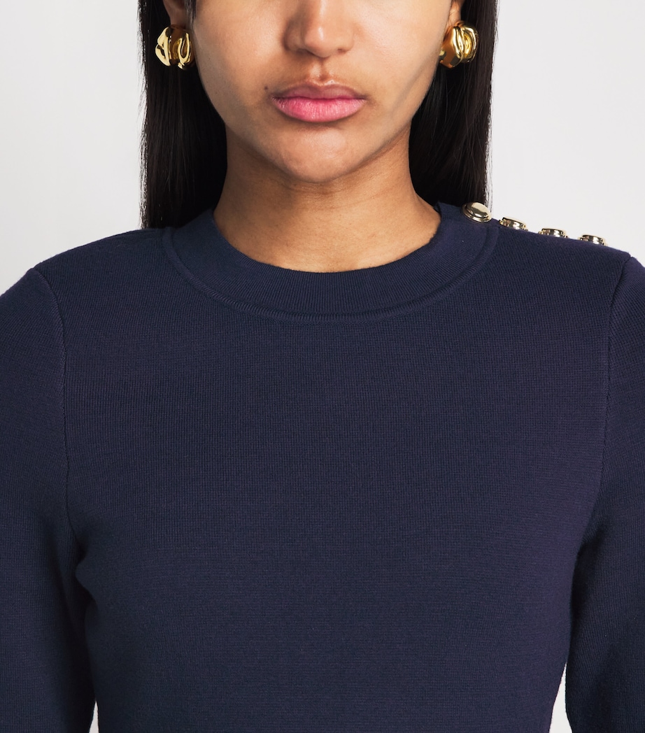Sandro Paris Womens Knitted Mini Dress Navy Blue Image 5