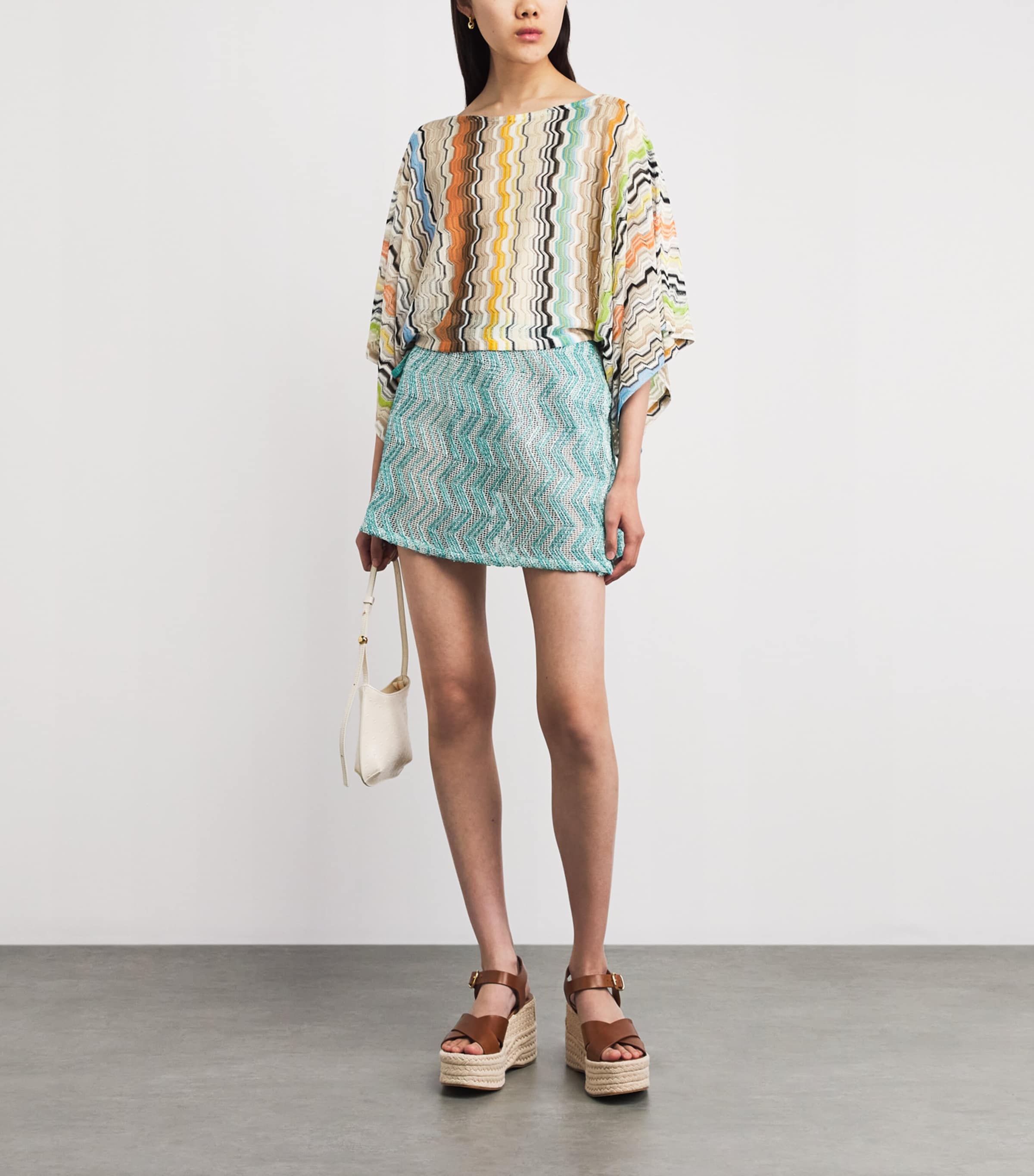 Missoni Womens Cropped Zigzag Blouse Smsnp Multicolor Image 2