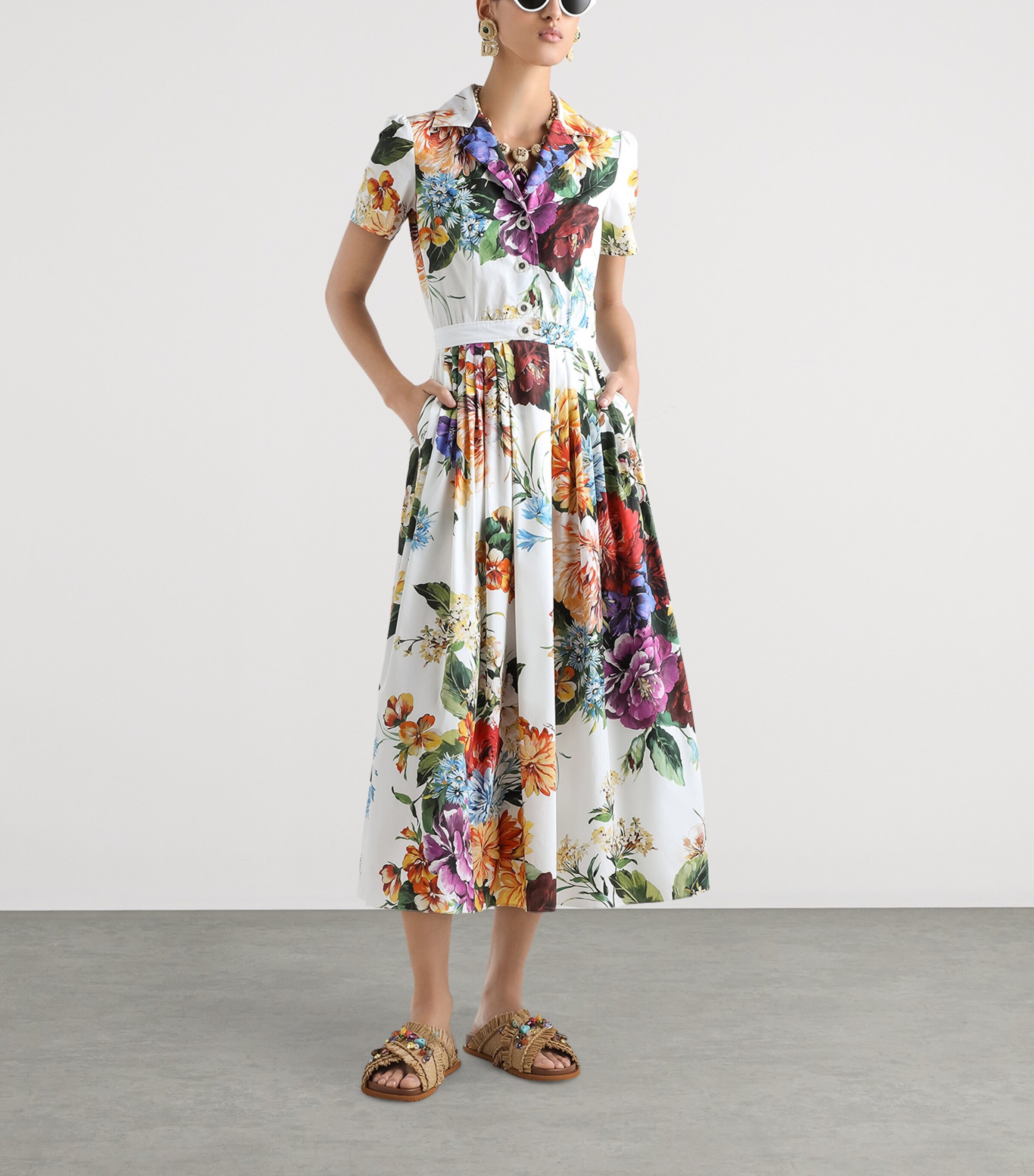 Floral Midi Shirt Dress HA5PC-BFIORI CRET Image 2