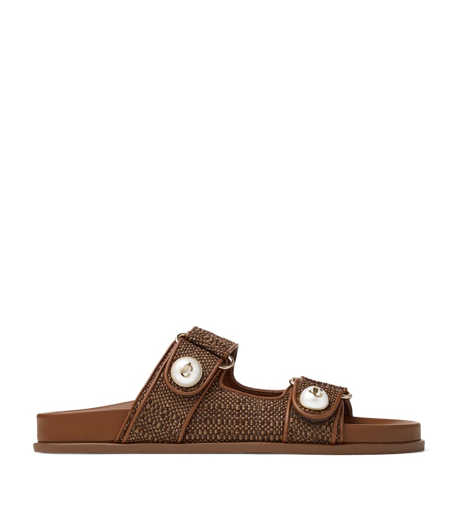 Jimmy Choo Fayence Raffia Flat Sandals Tan Image 1
