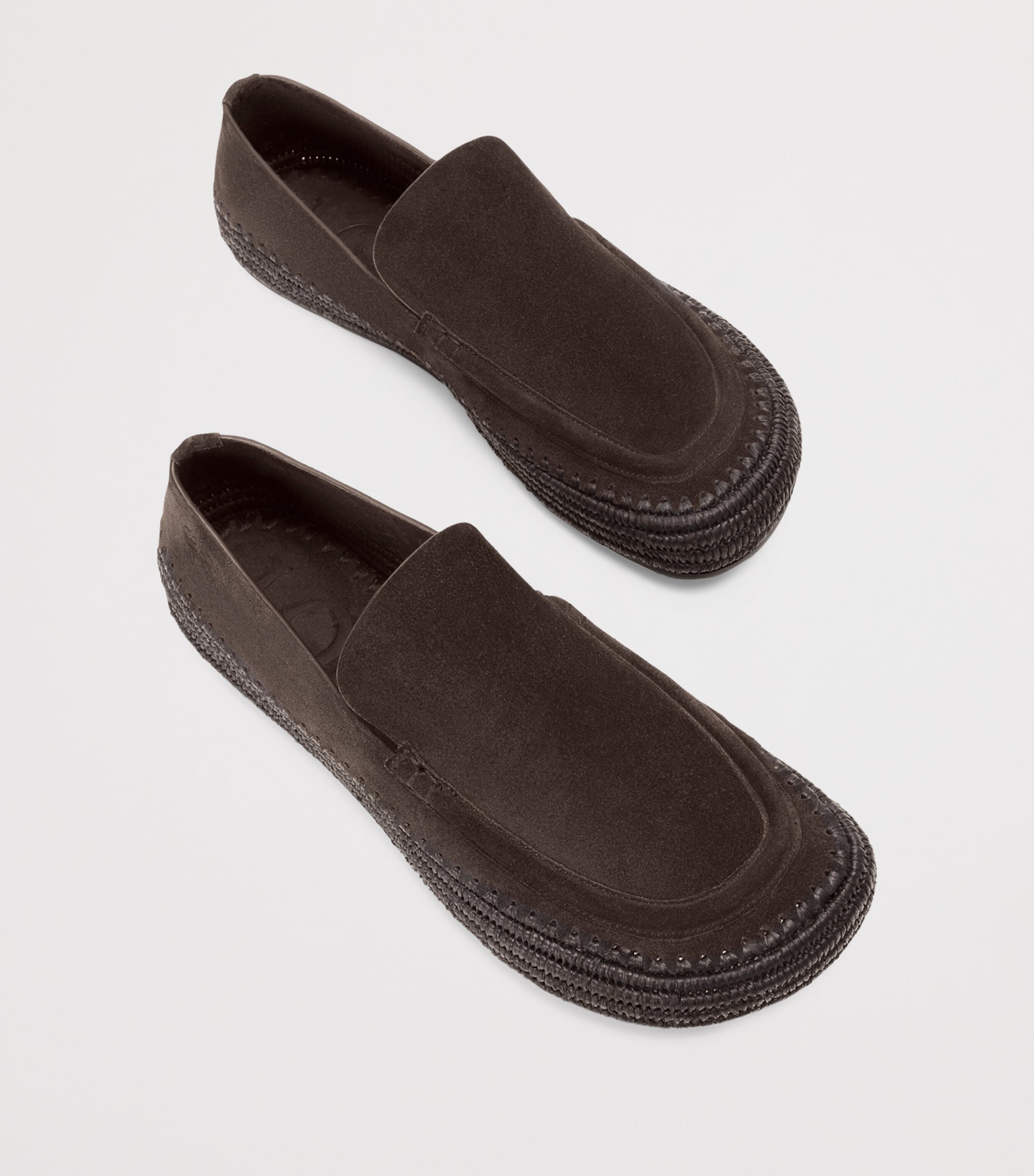 LOEWE x Paula's Ibiza Suede-Raffia Rio Loafers Dark Brown Image 3