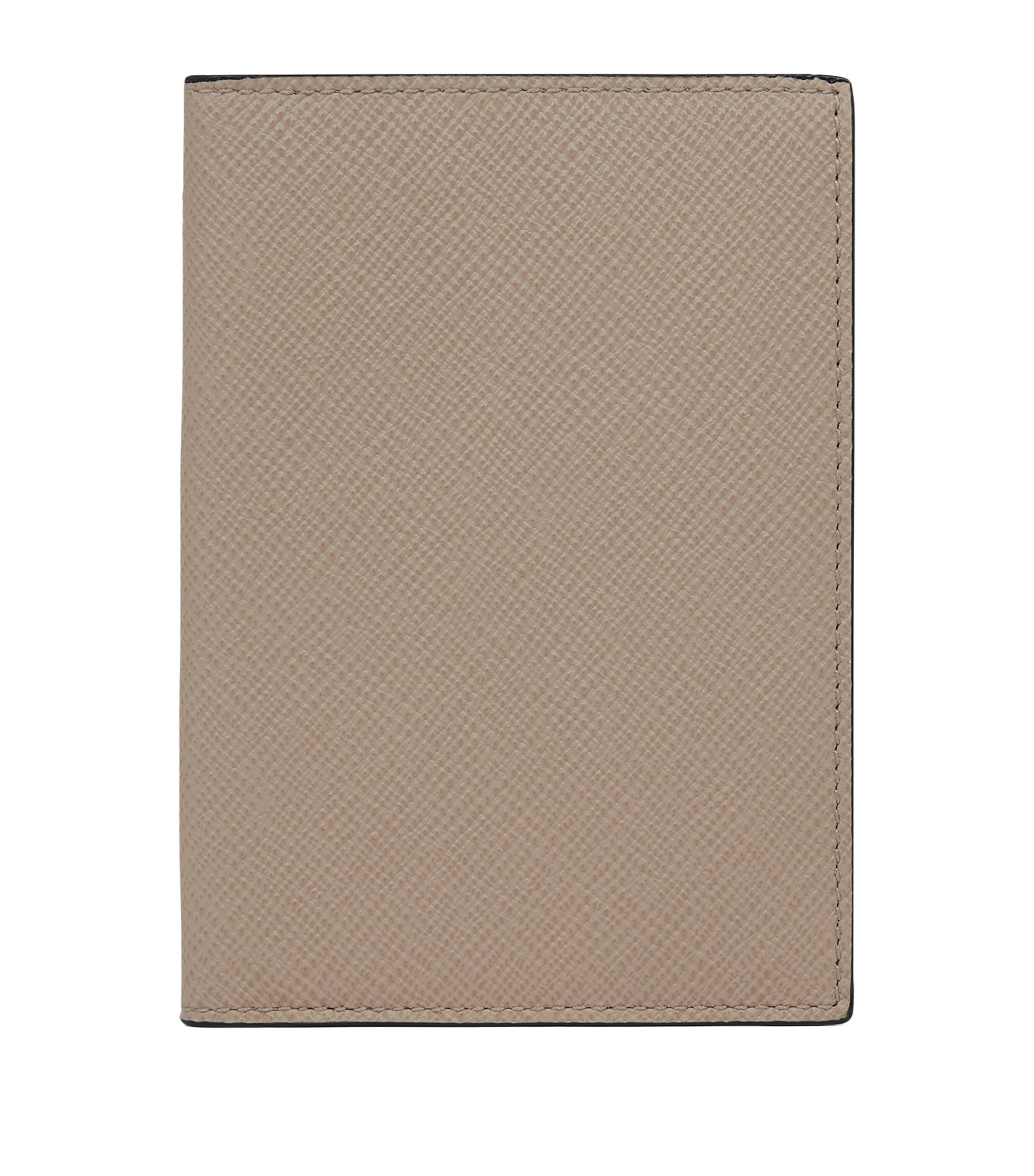 Shop Smythson Leather Panama Passport Cover In Beige