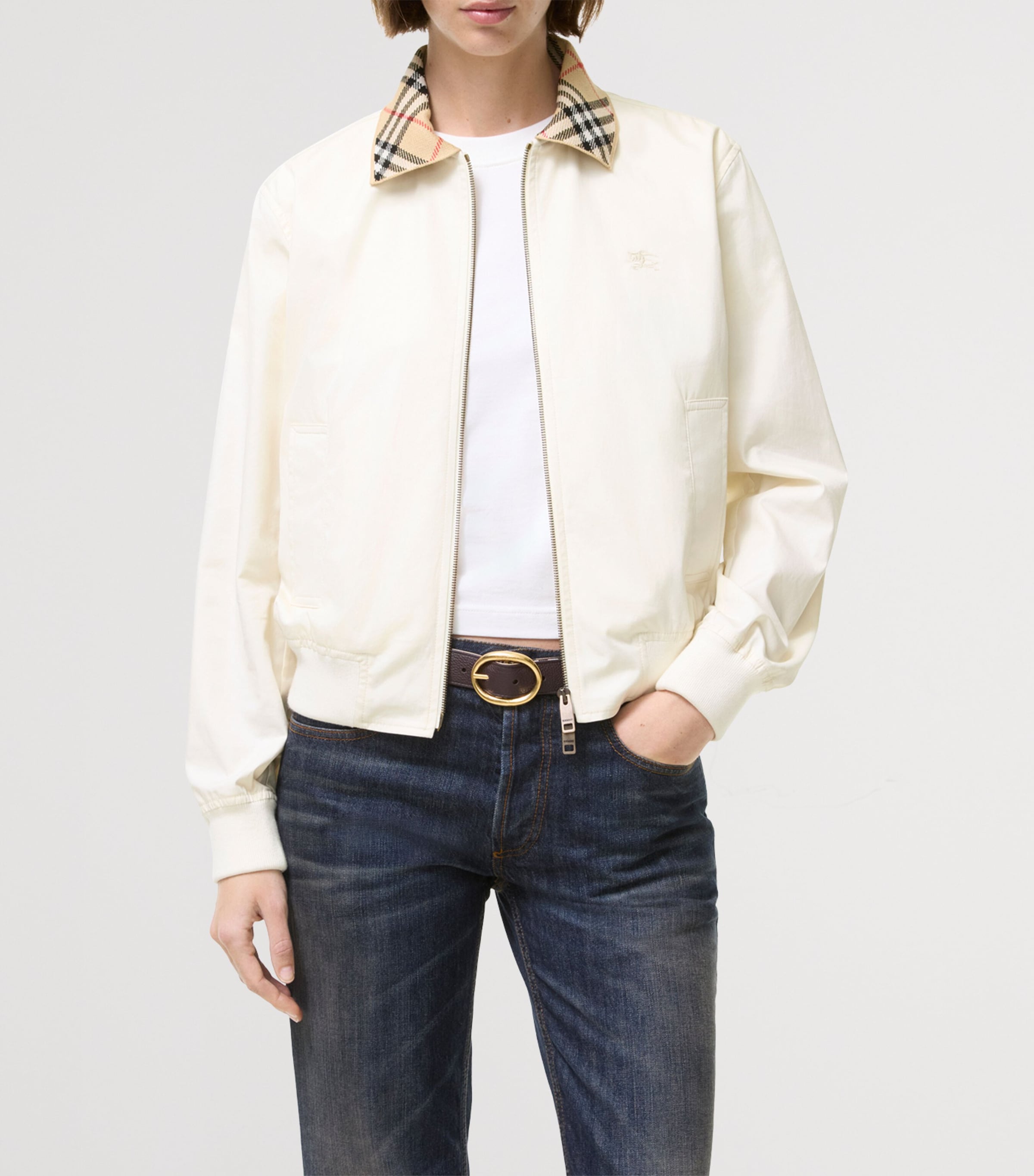 Burberry Womens Cotton Gabardine Jacket Tundra White Image 2