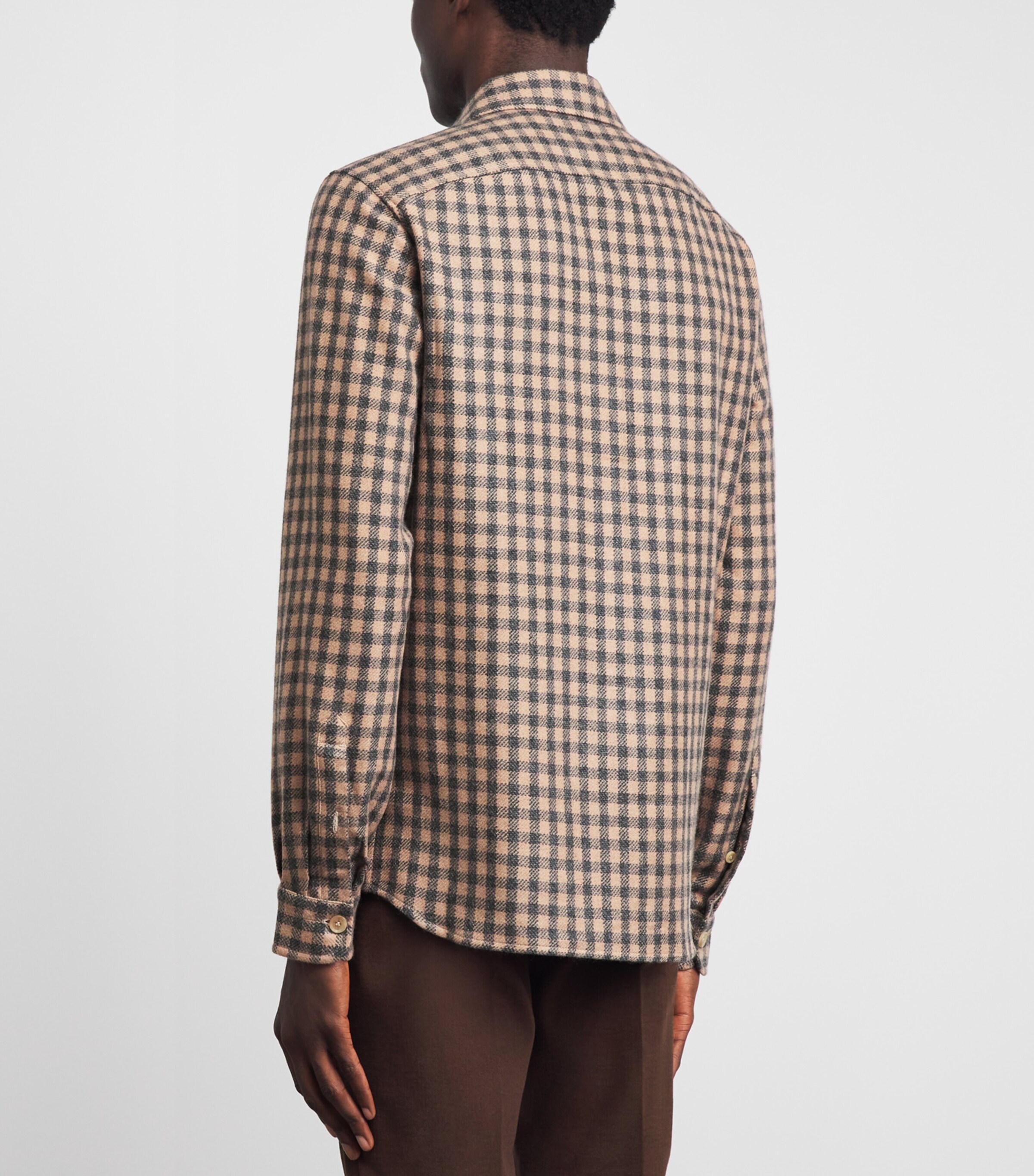 Isaia Mens Cashmere Check Overshirt Image 5