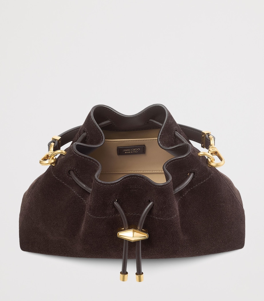 Small Suede Cinch Shoulder Bag COFFEE/GOLD Image 4