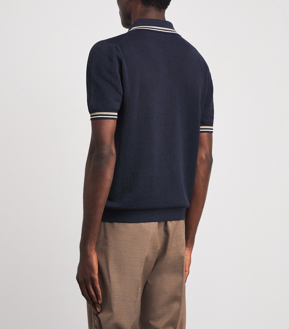 Isaia Mens Silk-Linen Polo Shirt Image 5