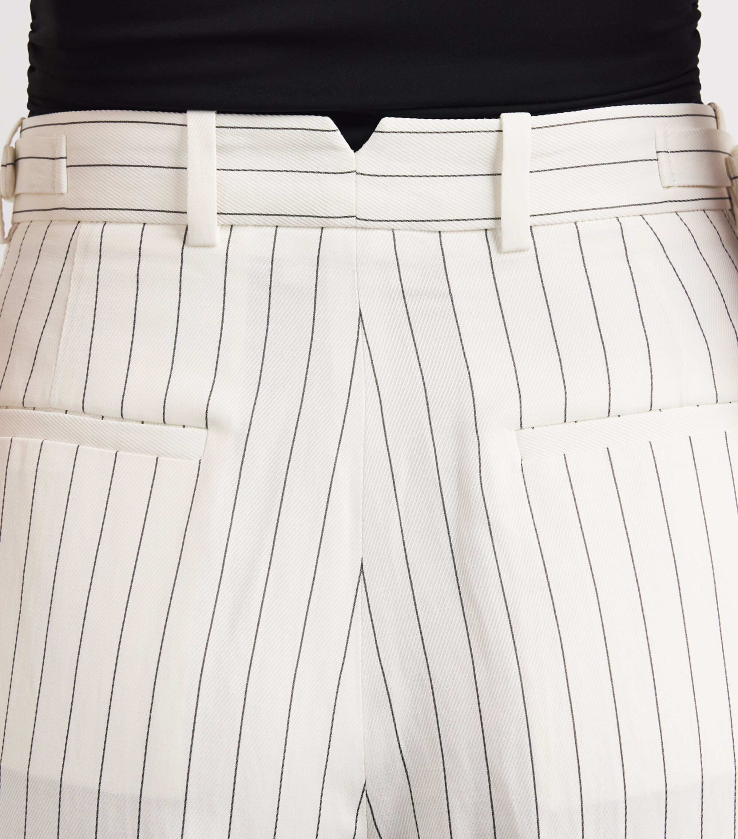 Sandro Paris Womens Stripe Wide-Leg Tailored Trousers Ecru / Black Image 3