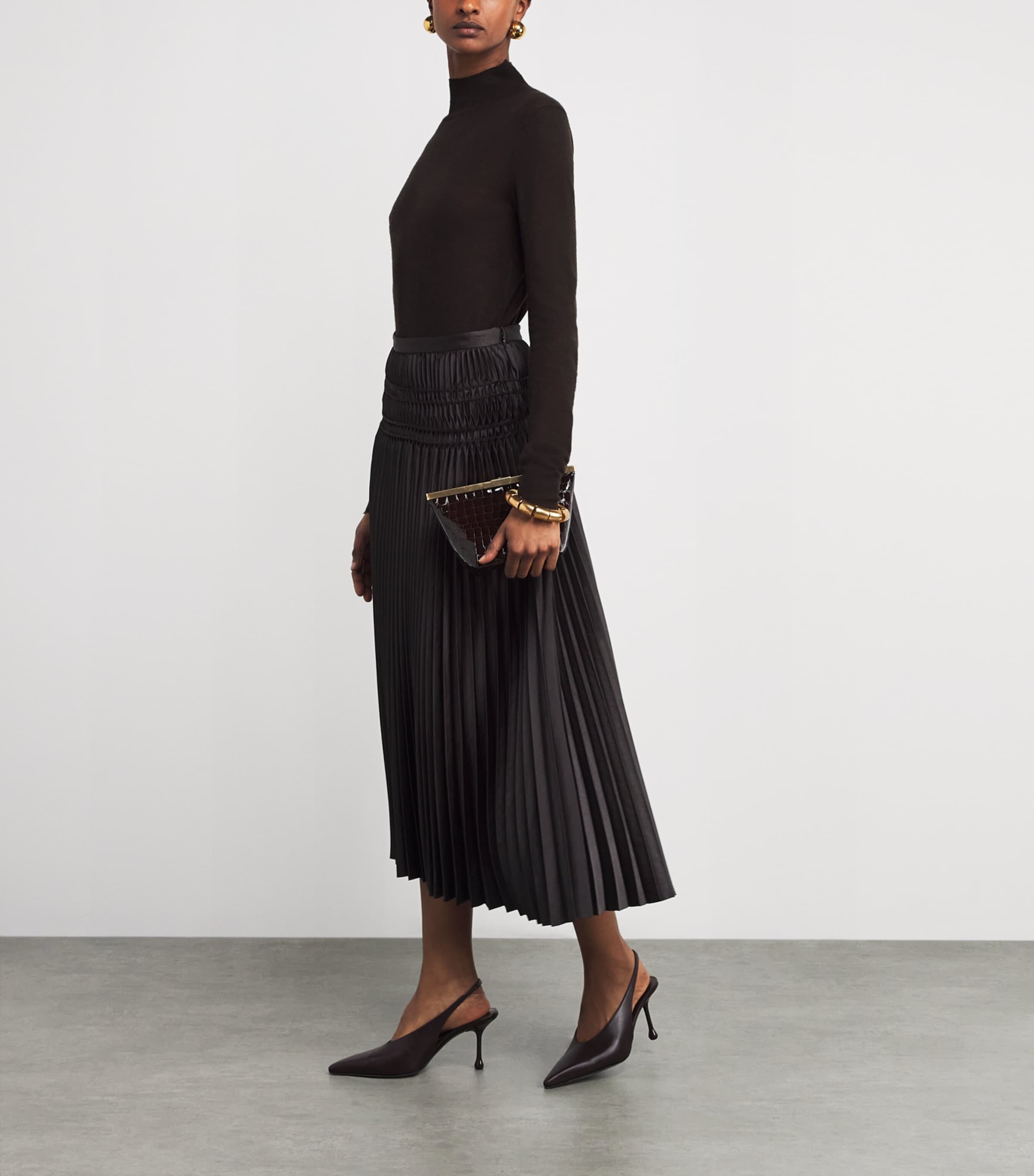Pleated Hayes Midi Skirt COCOA Image 2