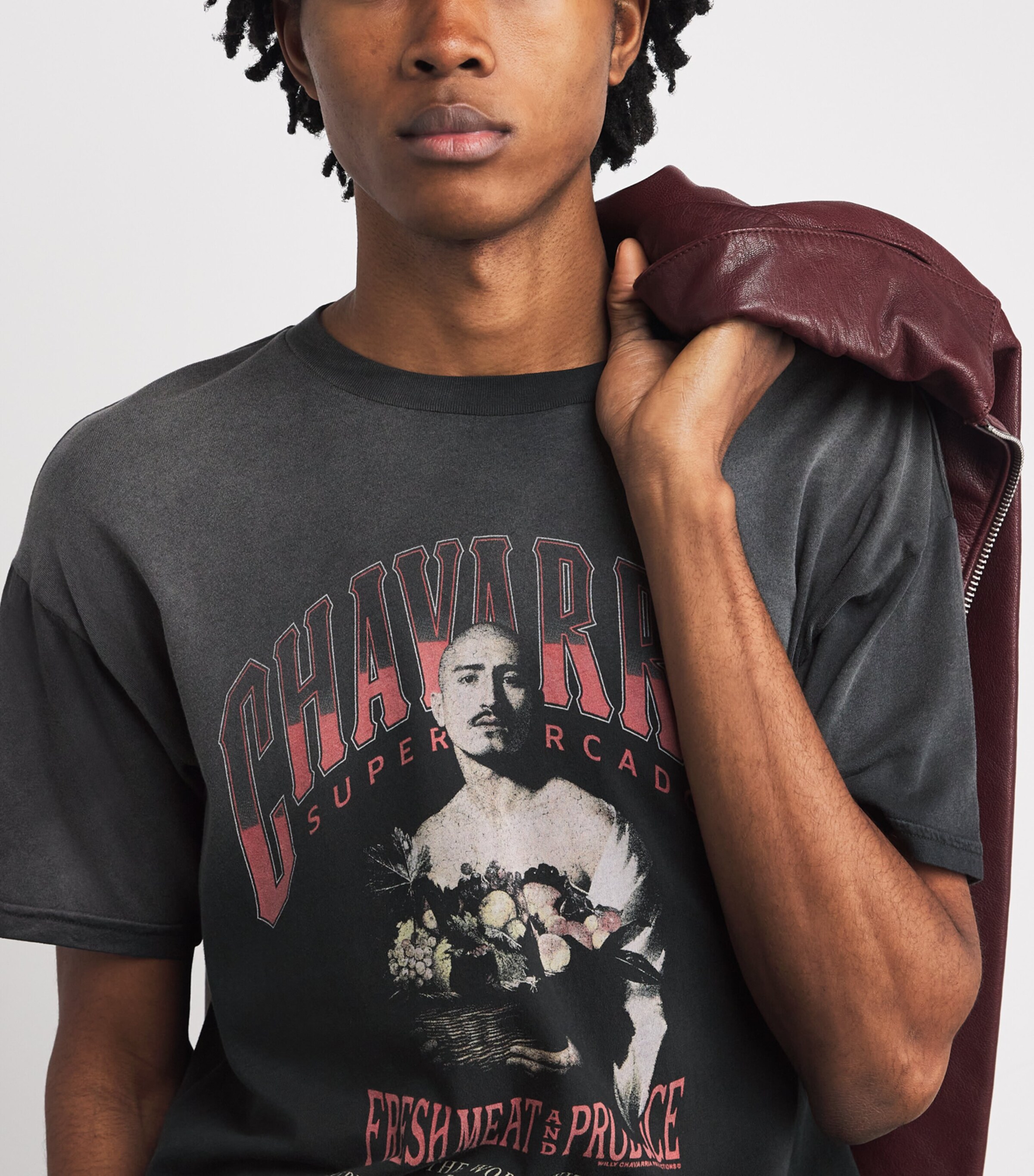 Willy Chavarria Black Cotton San Chachi Produce Easy T-Shirt 