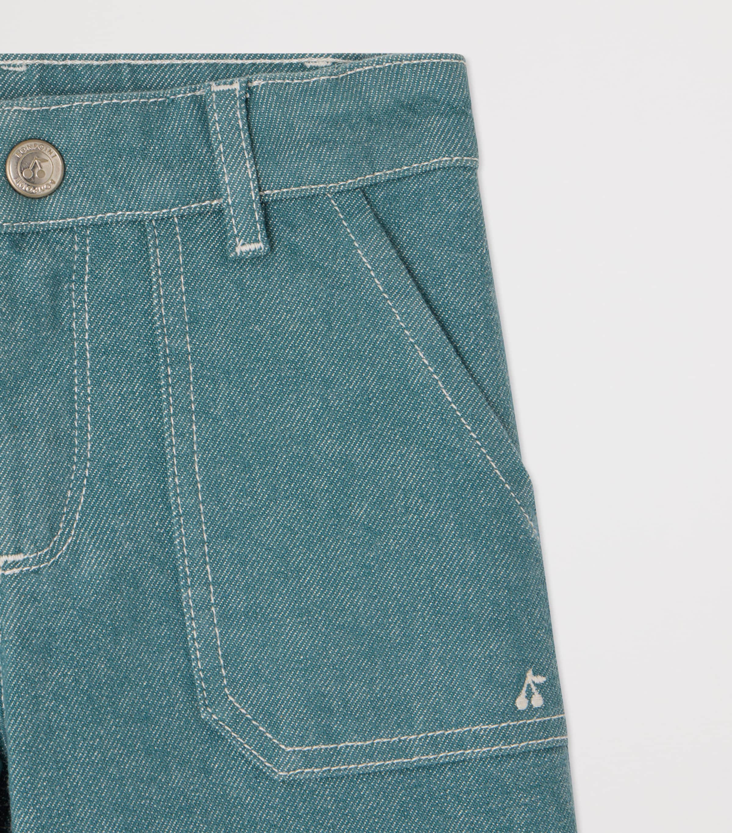 Bonpoint Jingle Wide-Leg Jeans (10-14 Years) Emeraude Image 3