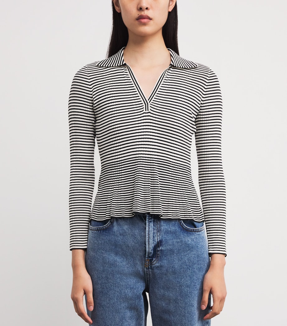 Knitted Open-Collar Polo Shirt DUAL-COLOR Image 3