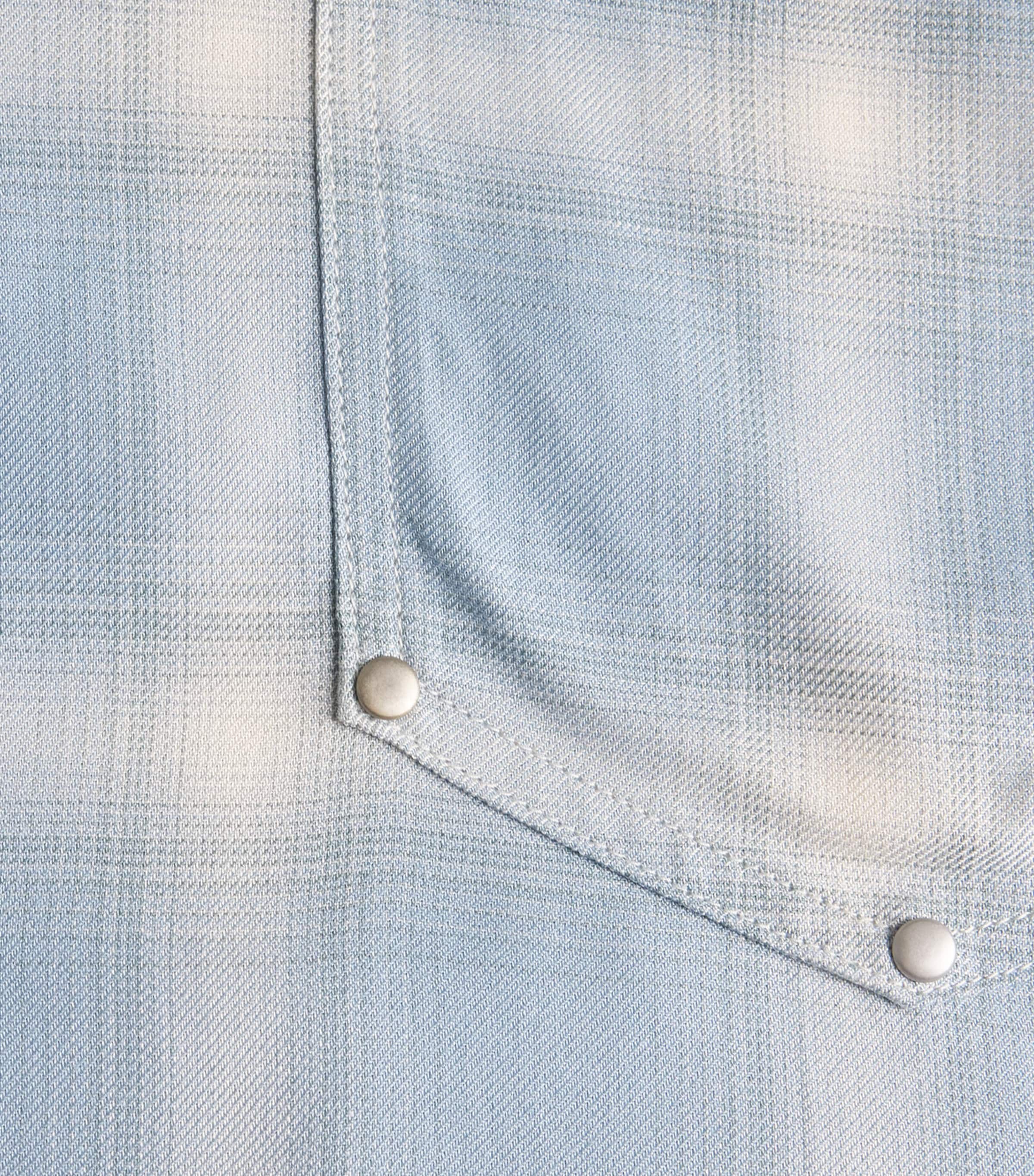Cole Buxton Mens Check Western Shirt Baby Blue Image 6
