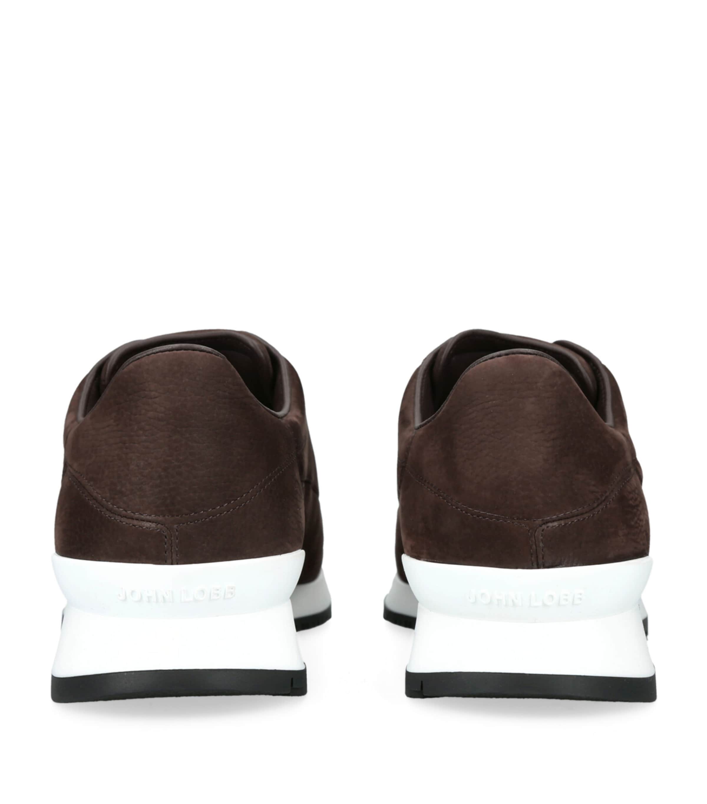 John Lobb Mens Nubuck Lift Runner Sneakers Dark Brown Image 2
