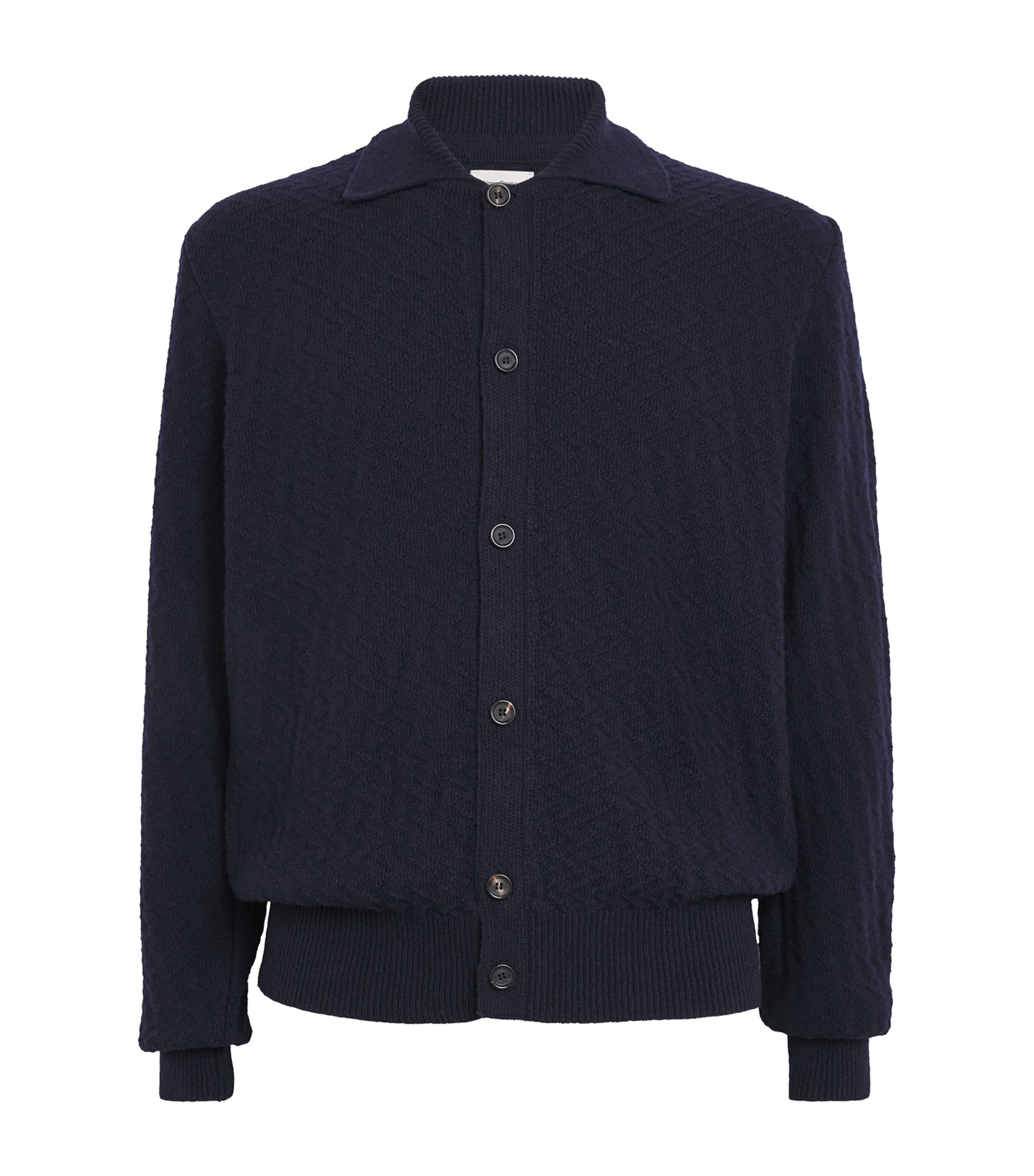 Oliver Spencer Wool Zigzag-knit Cardigan In Blue