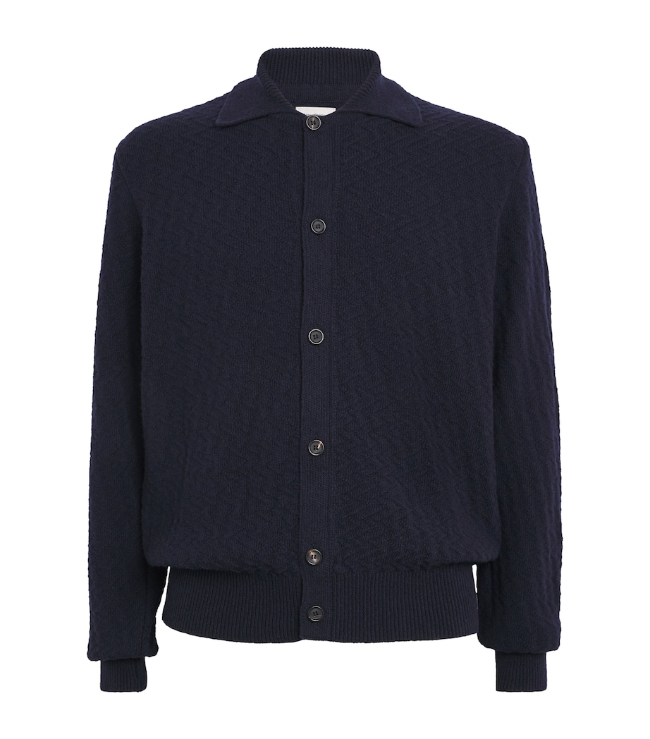 Wool Zigzag-Knit Cardigan NAVY Image 1