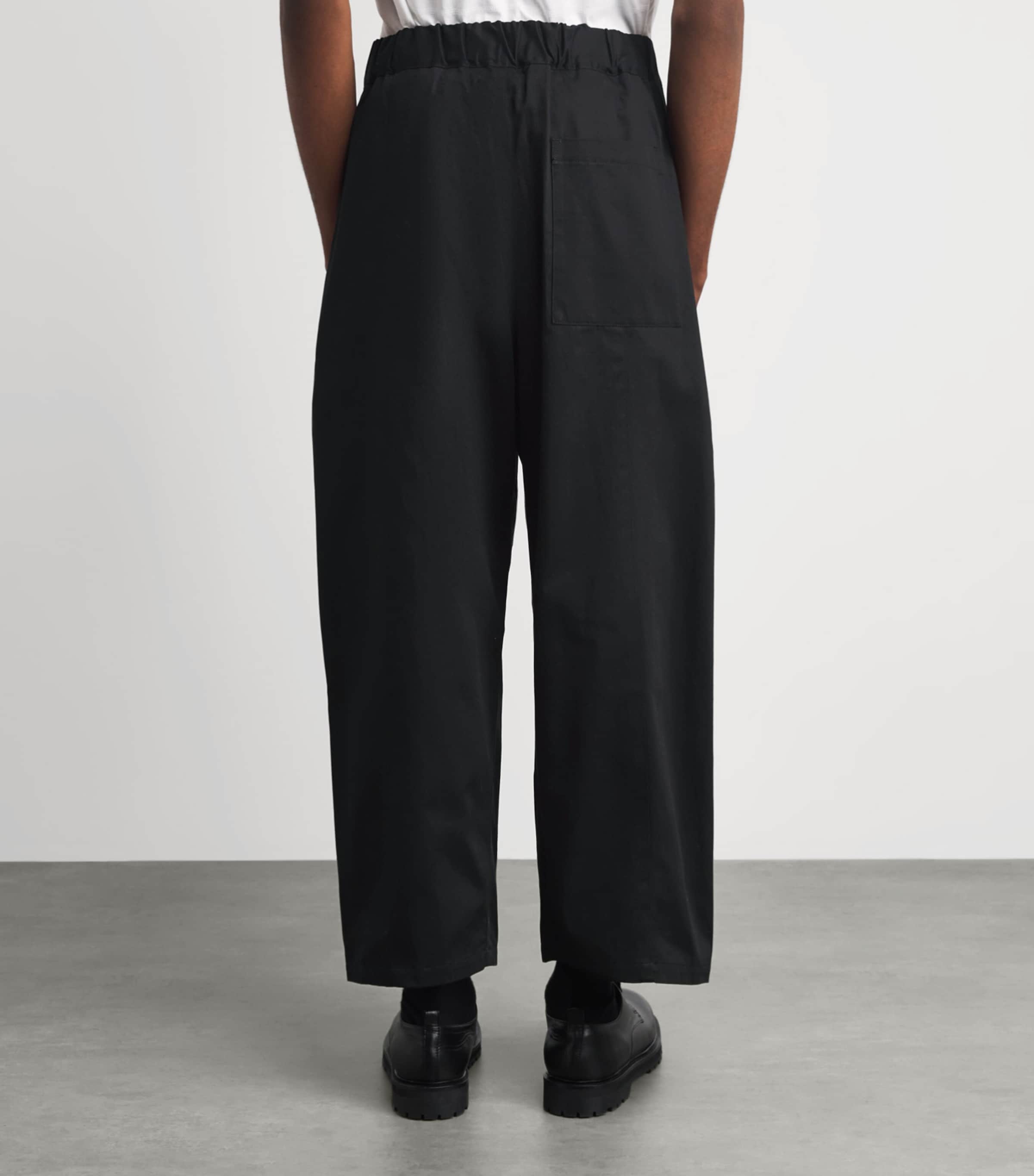 Sage Nation Mens Box-Pleat Wide-Leg Trousers Black Image 5