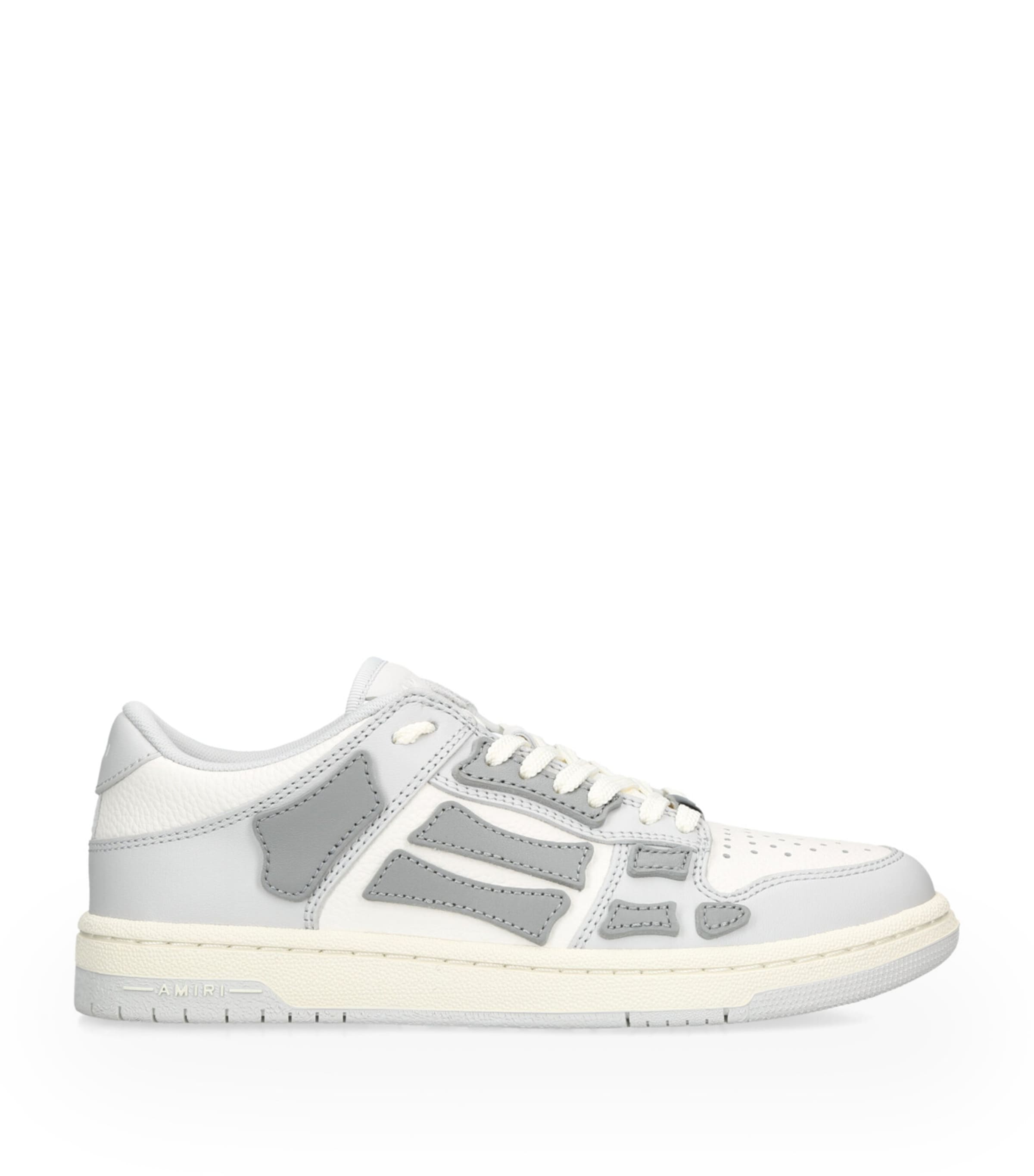 Shop Amiri Leather Skel Low Sneakers In Grey