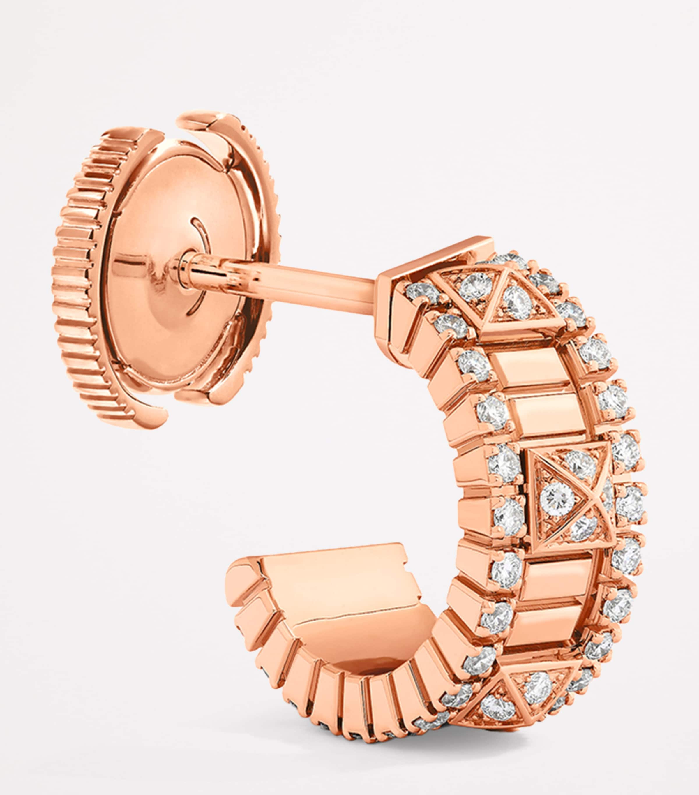 Mini Rose Gold and Diamond Life Hoop Earrings ROSE GOLD Image 2