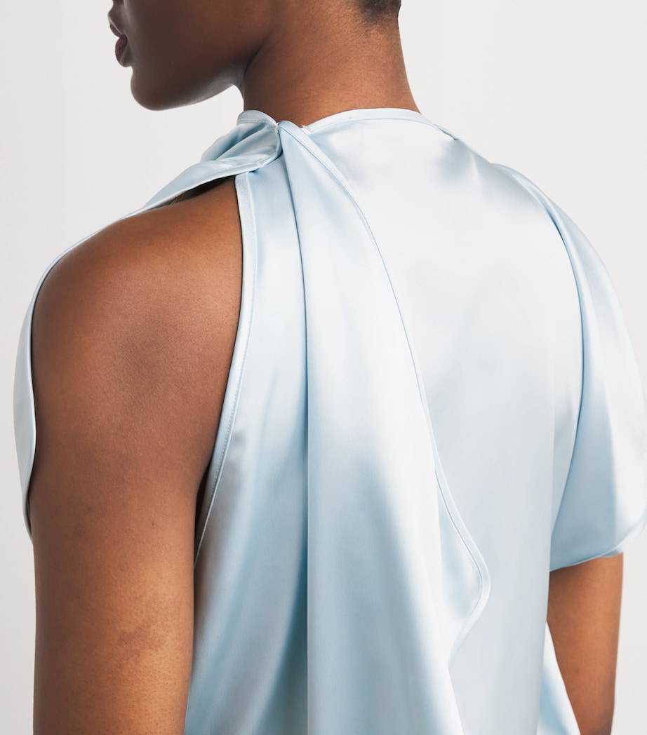 Satin Draped Chimera Maxi Dress L60 MISTY BLUE Image 4