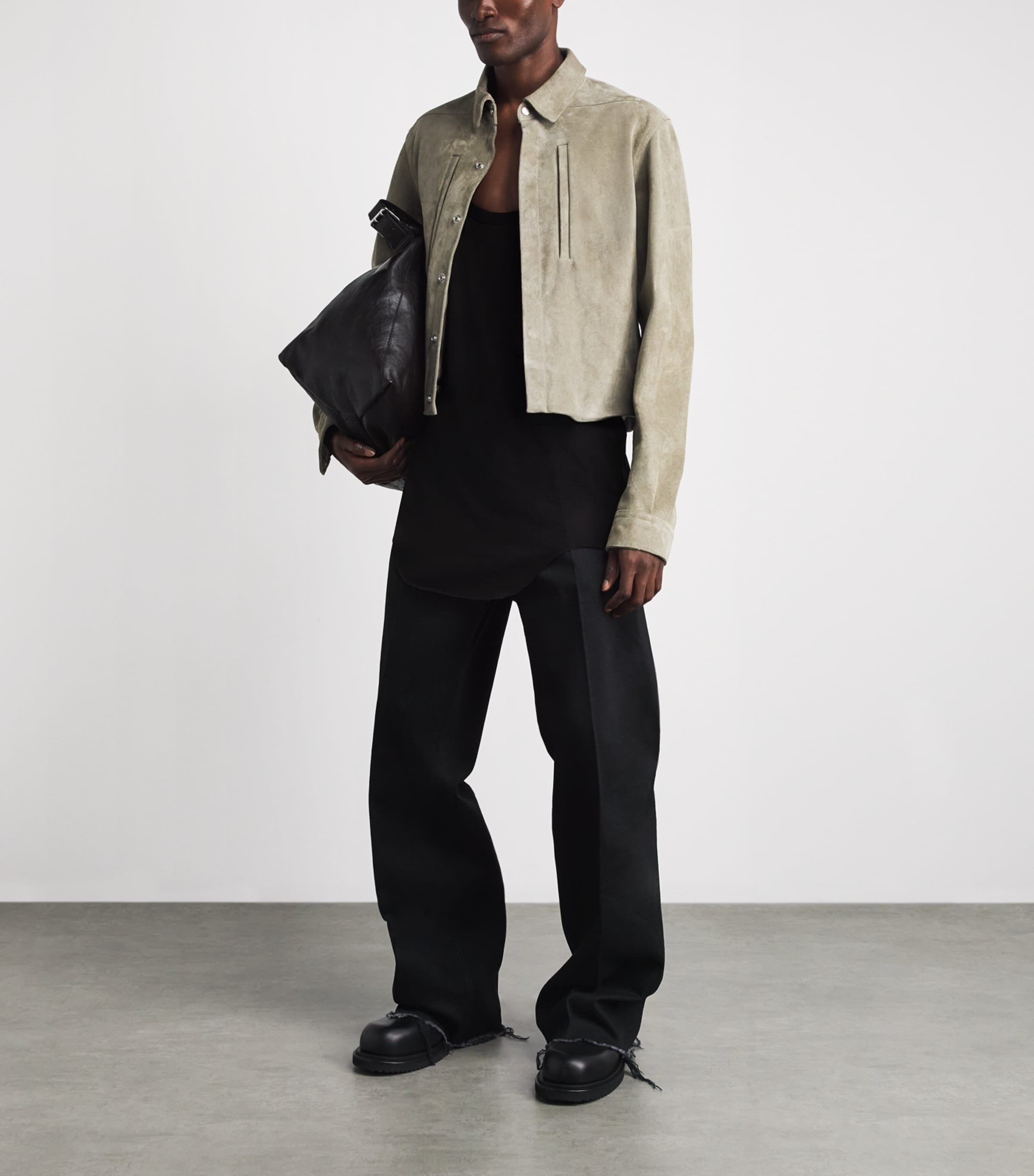 Rick Owens Mens Wool-Silk Pony Tank Top Black Image 2