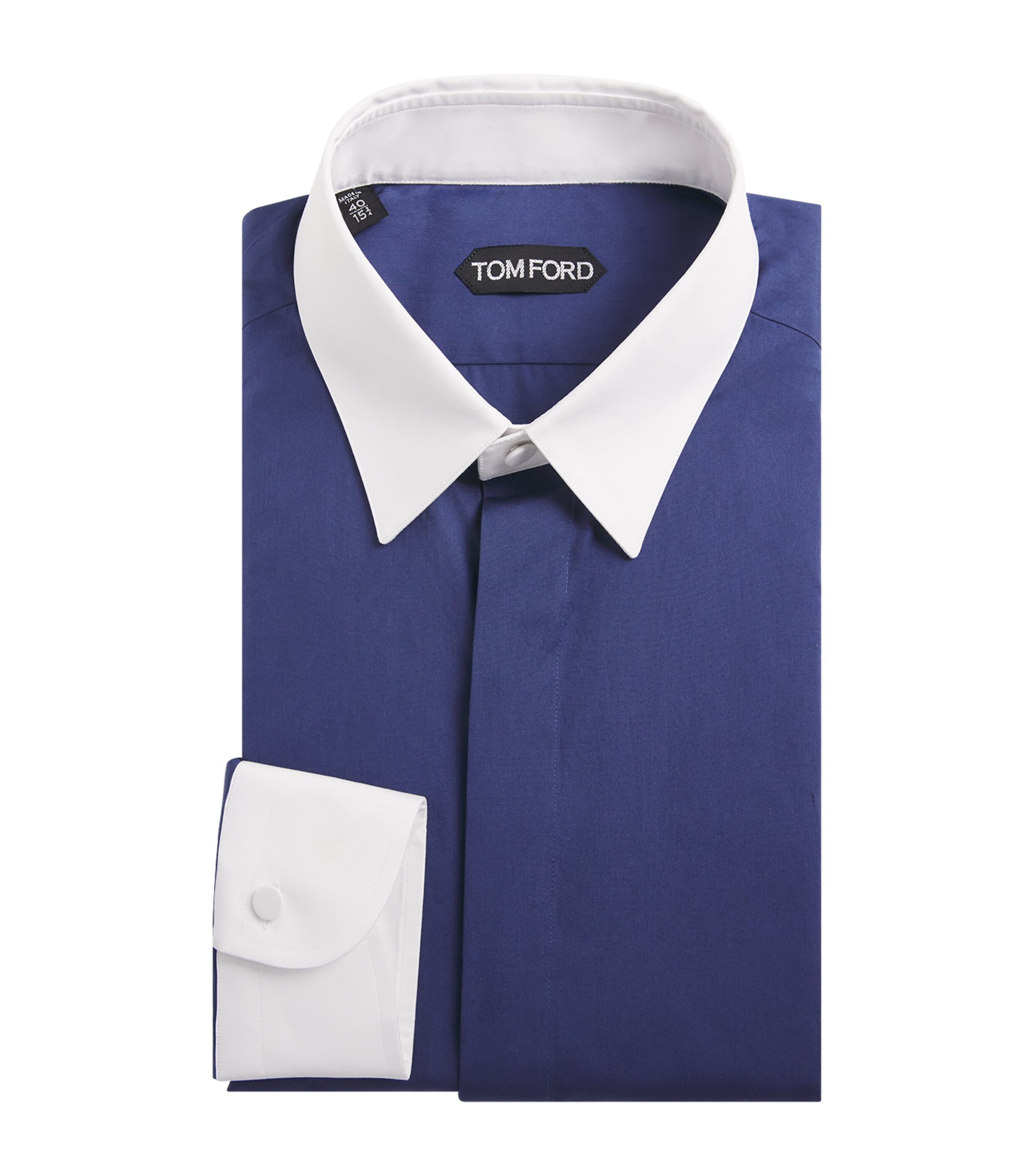 TOM FORD Mens Cotton Contrast Collar and Cuffs Shirt Ubu Image 1