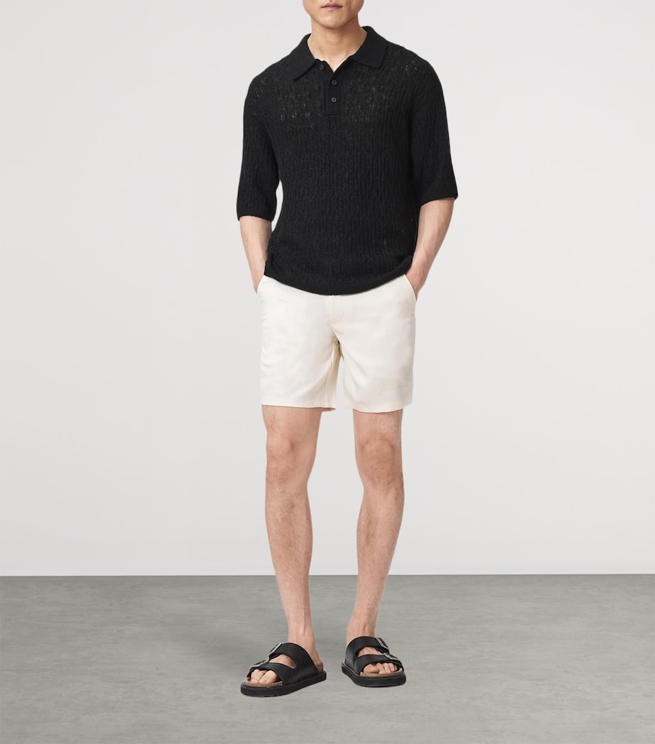 AllSaints Mens Wool-Blend Cyclone Polo Shirt Black Image 2