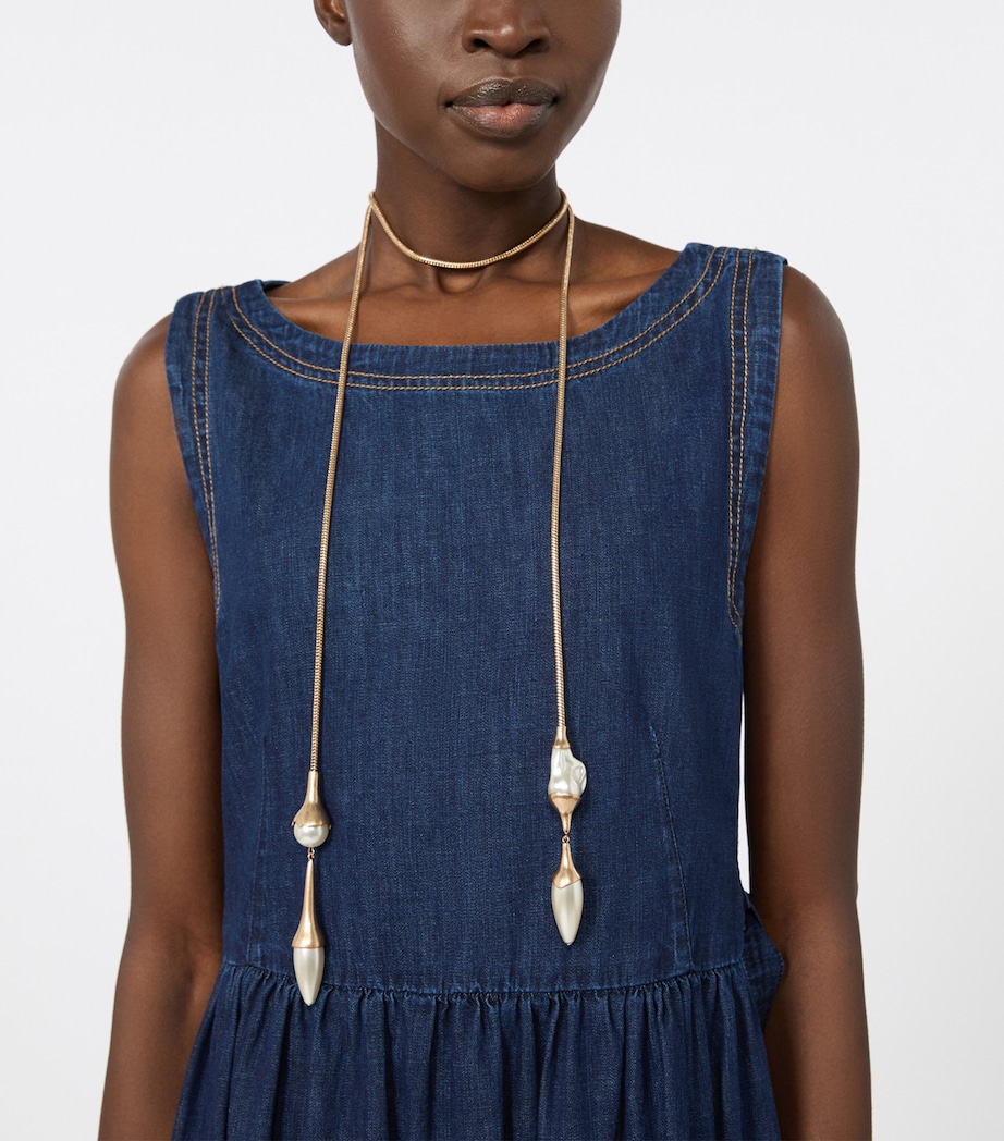 Weekend Max Mara Faux Pearl Wraparound Necklace Gold Image 2