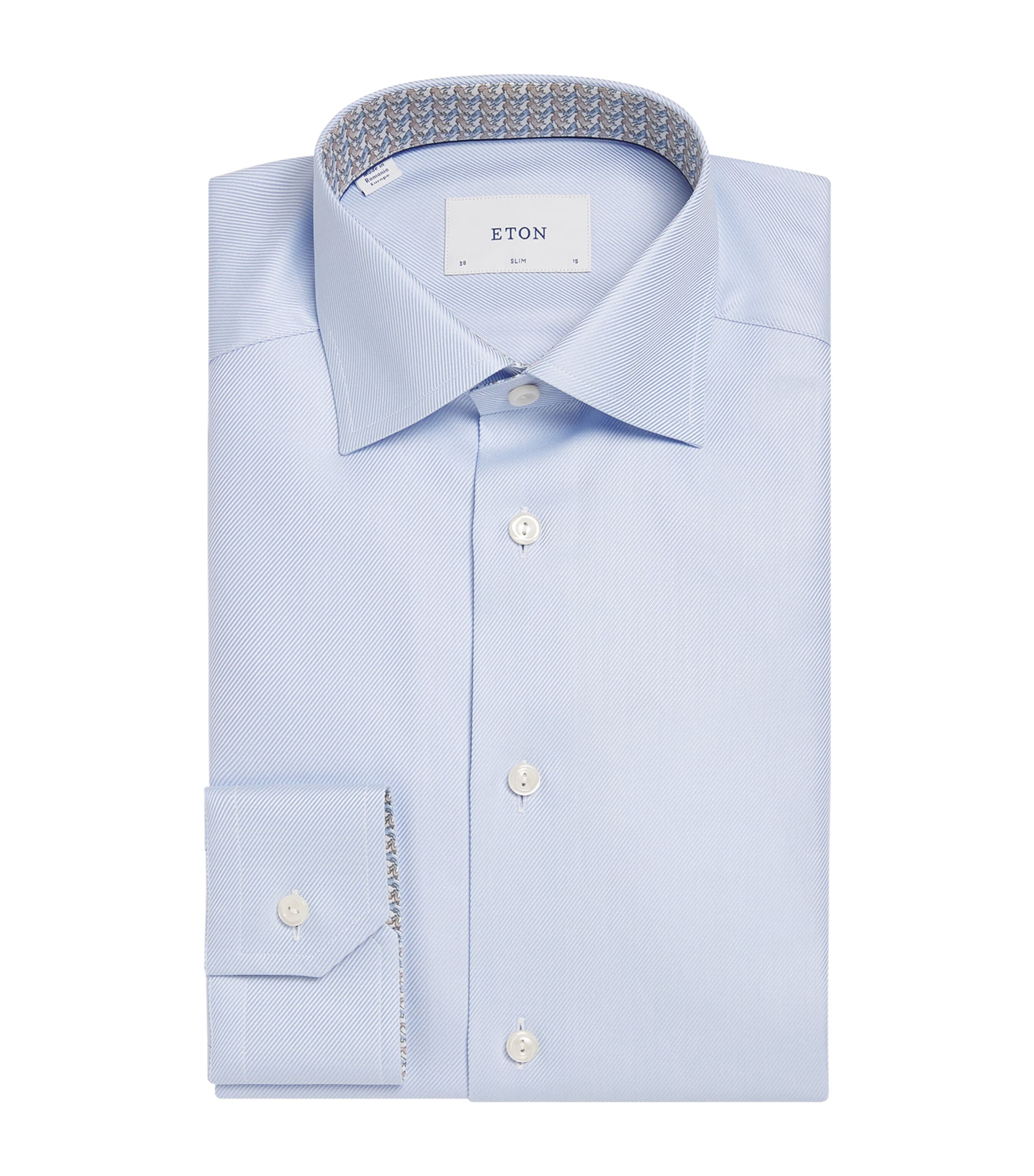Eton Mens Cotton Twill Dress Shirt Light Blue Image 1