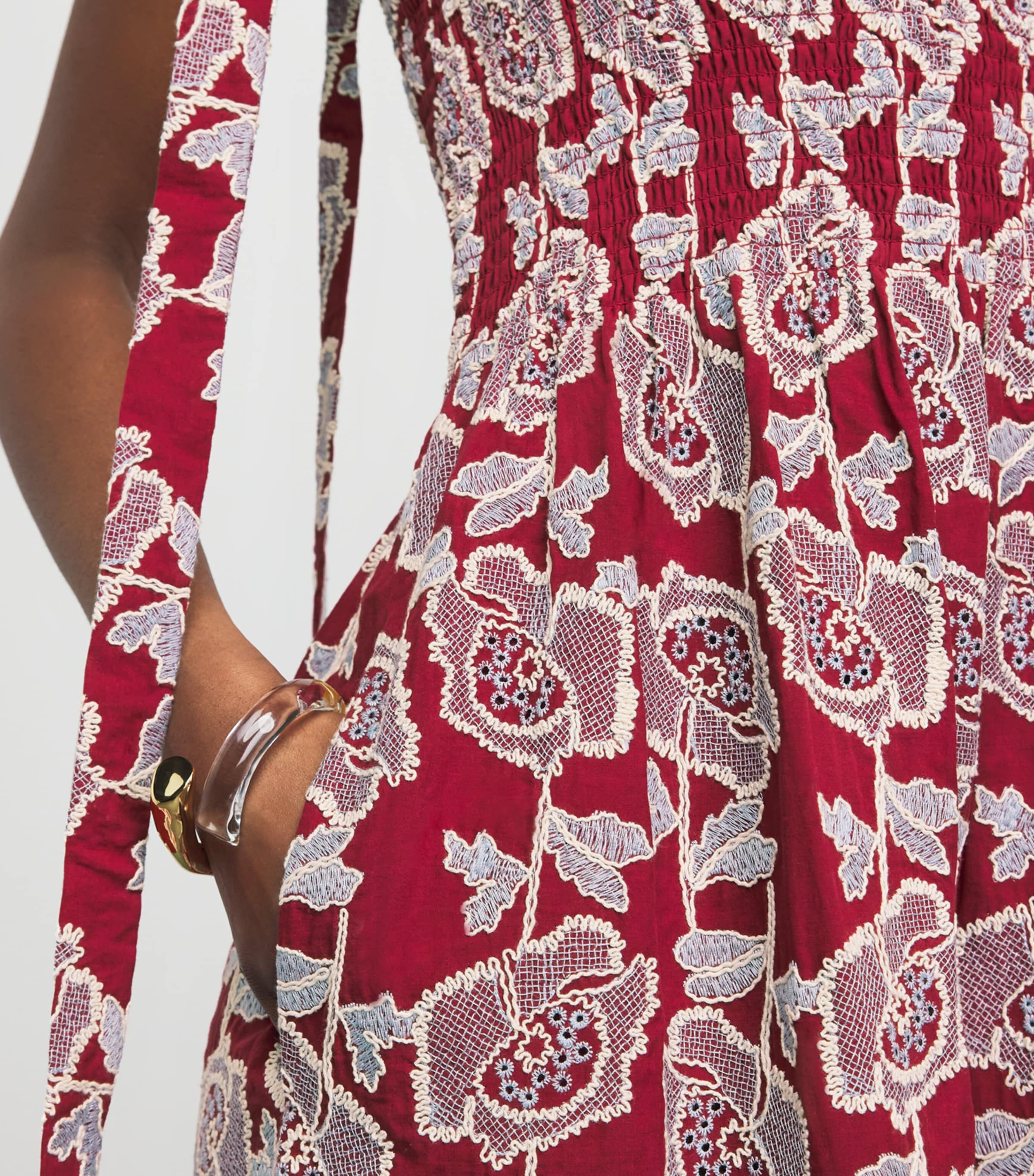 open lace back dress Floral Print Midi Dress, Abstract Rose Mulberry / 12 main image 0