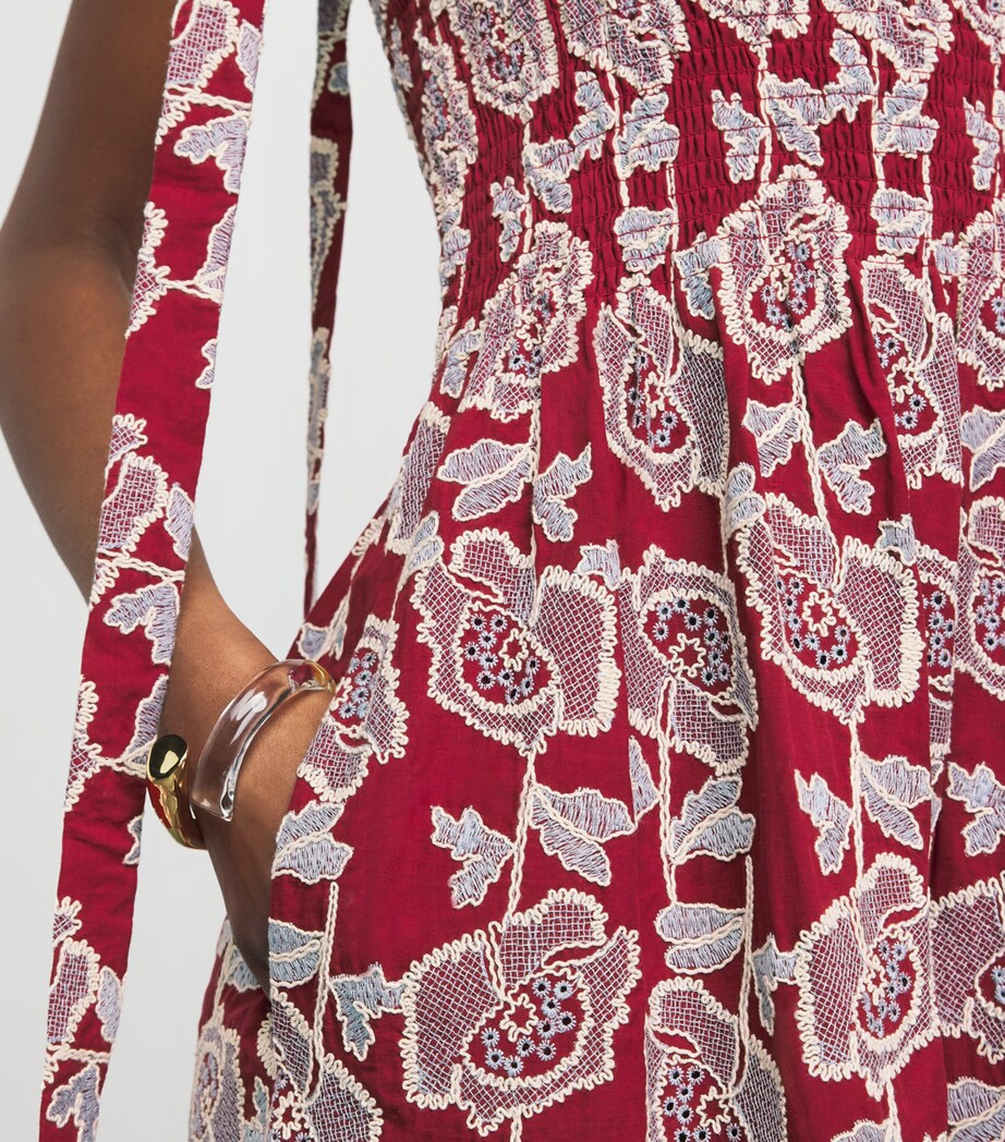 Erdem Womens Embroidered Floral Midi Dress Cherry Image 5