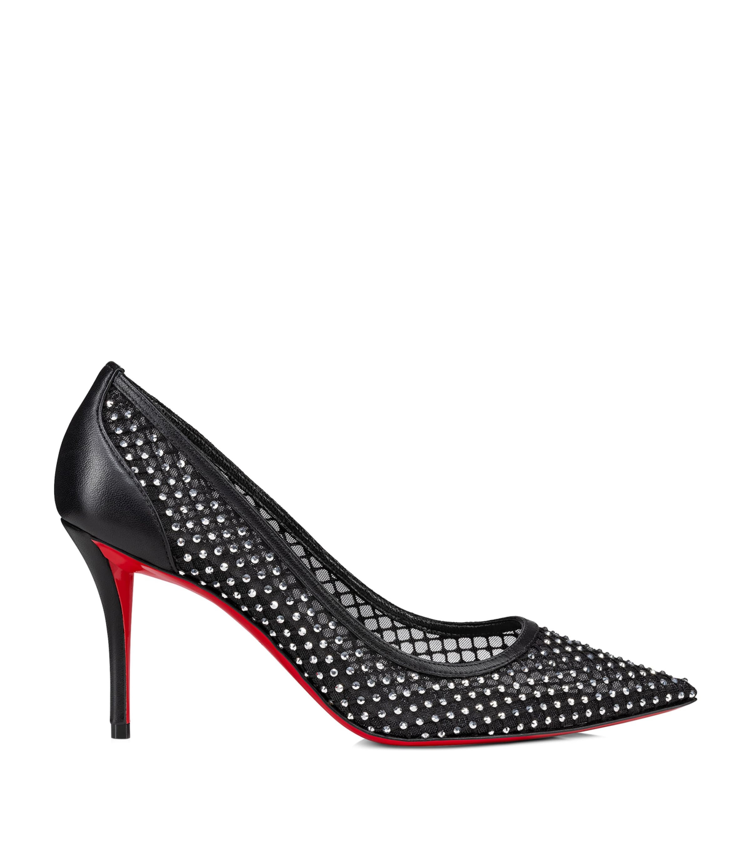 Shop Christian Louboutin Apostropha Mesh Strass Pumps 80 In Black