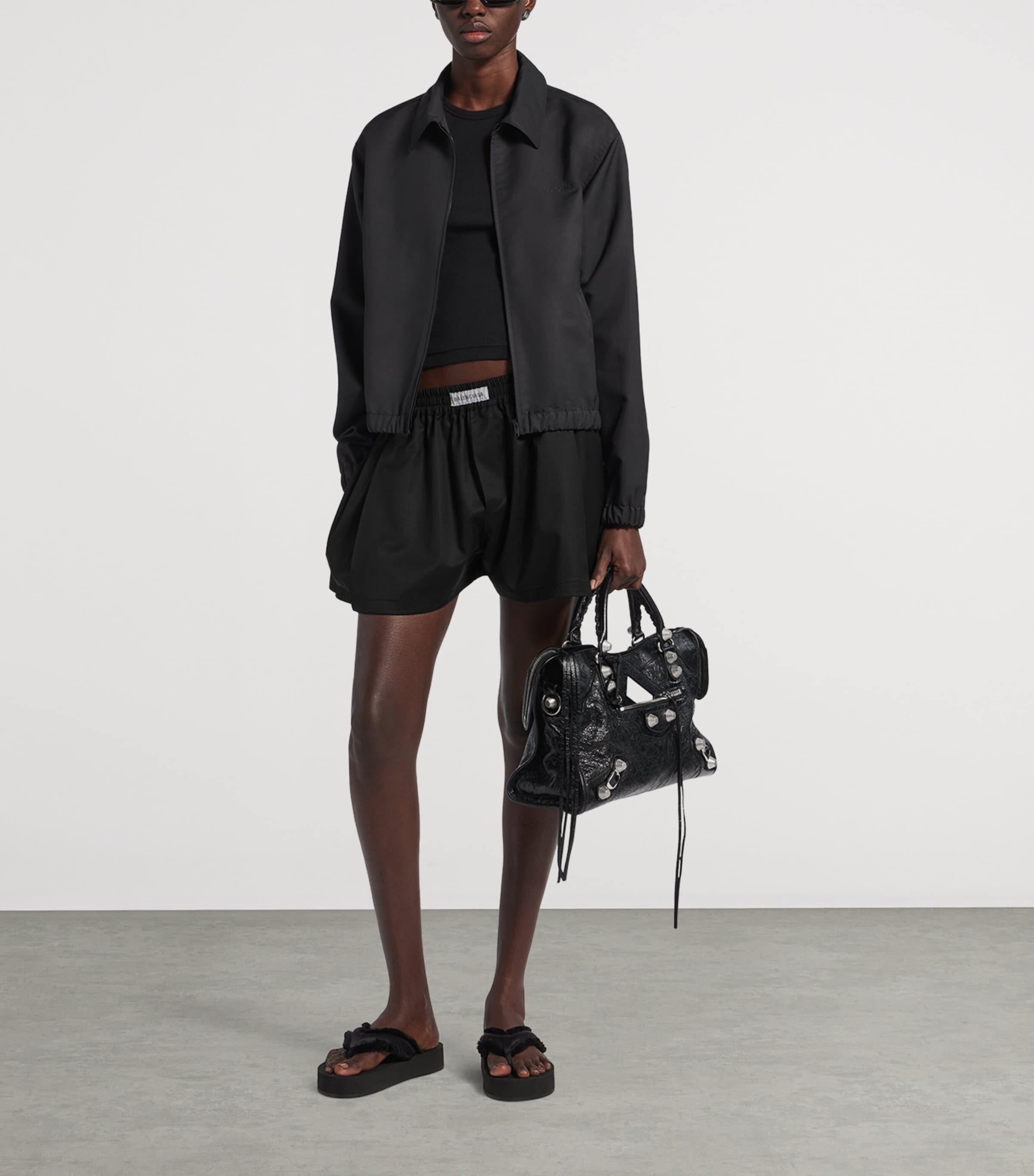 Balenciaga Womens Wool-Blend Boxer-Style Shorts Image 2