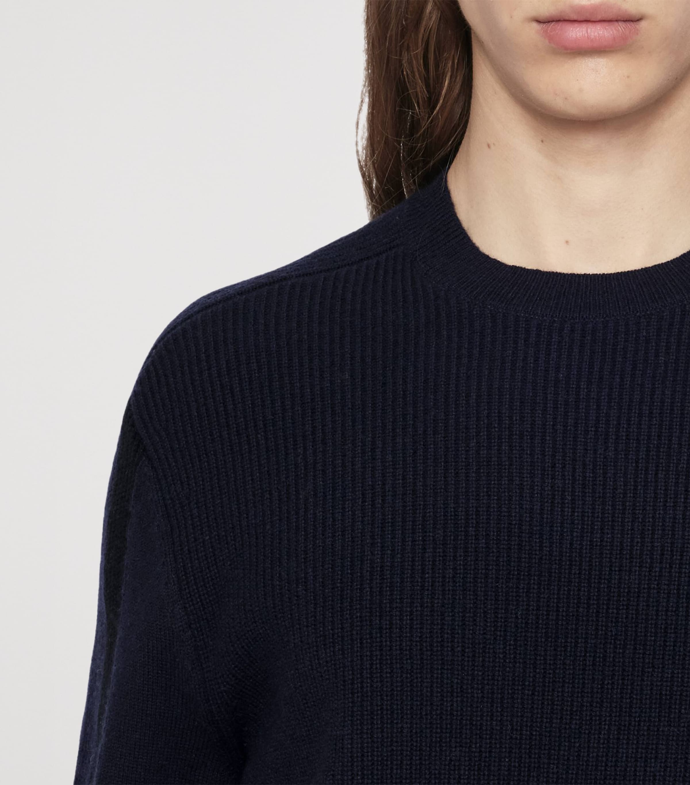 AllSaints Mens Merino Wool Hawke Sweater Navy Blue Image 4