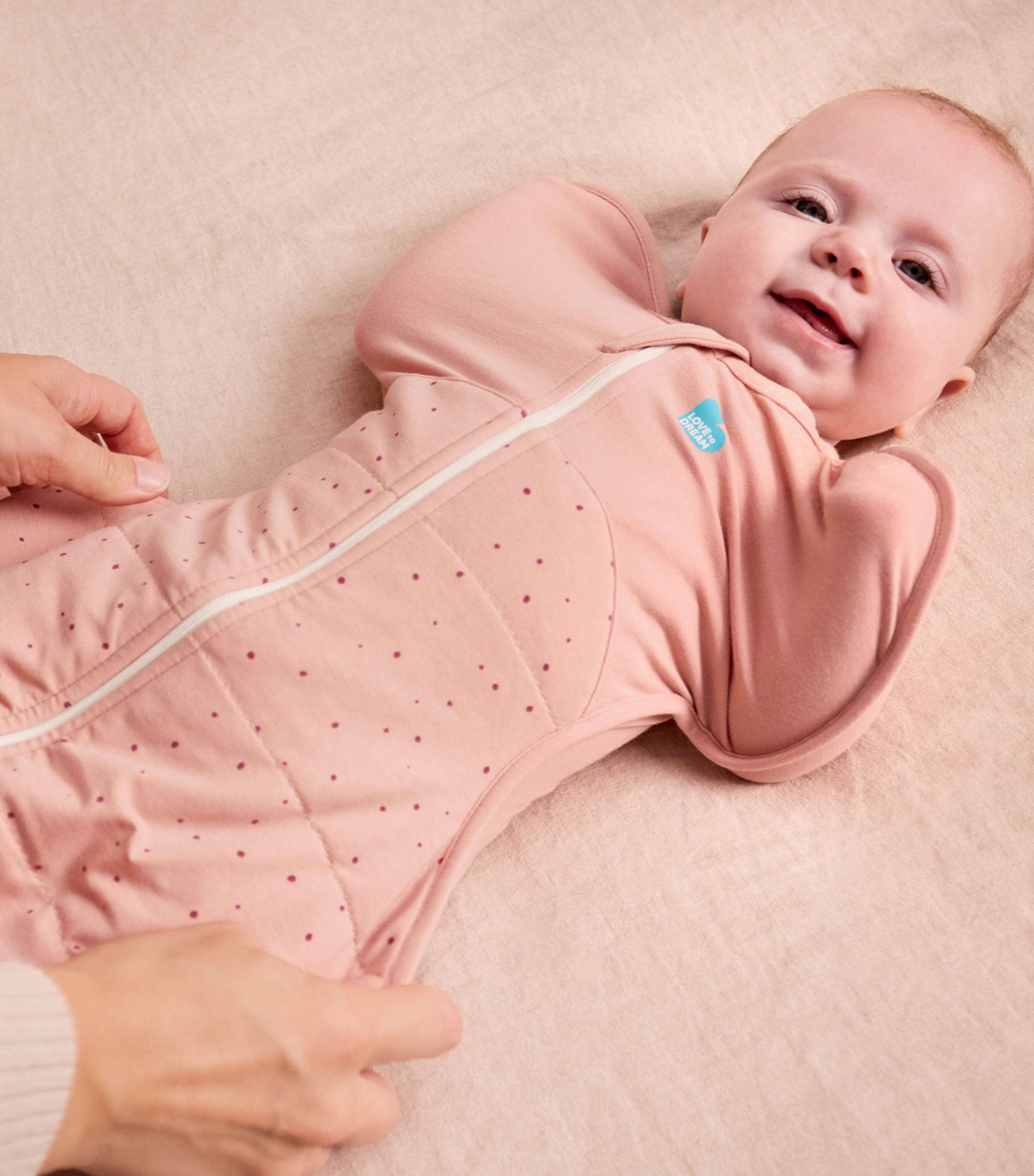 2.5 Tog Cotton-Blend Pebbles Sawaddle (Small) ROSE Image 3