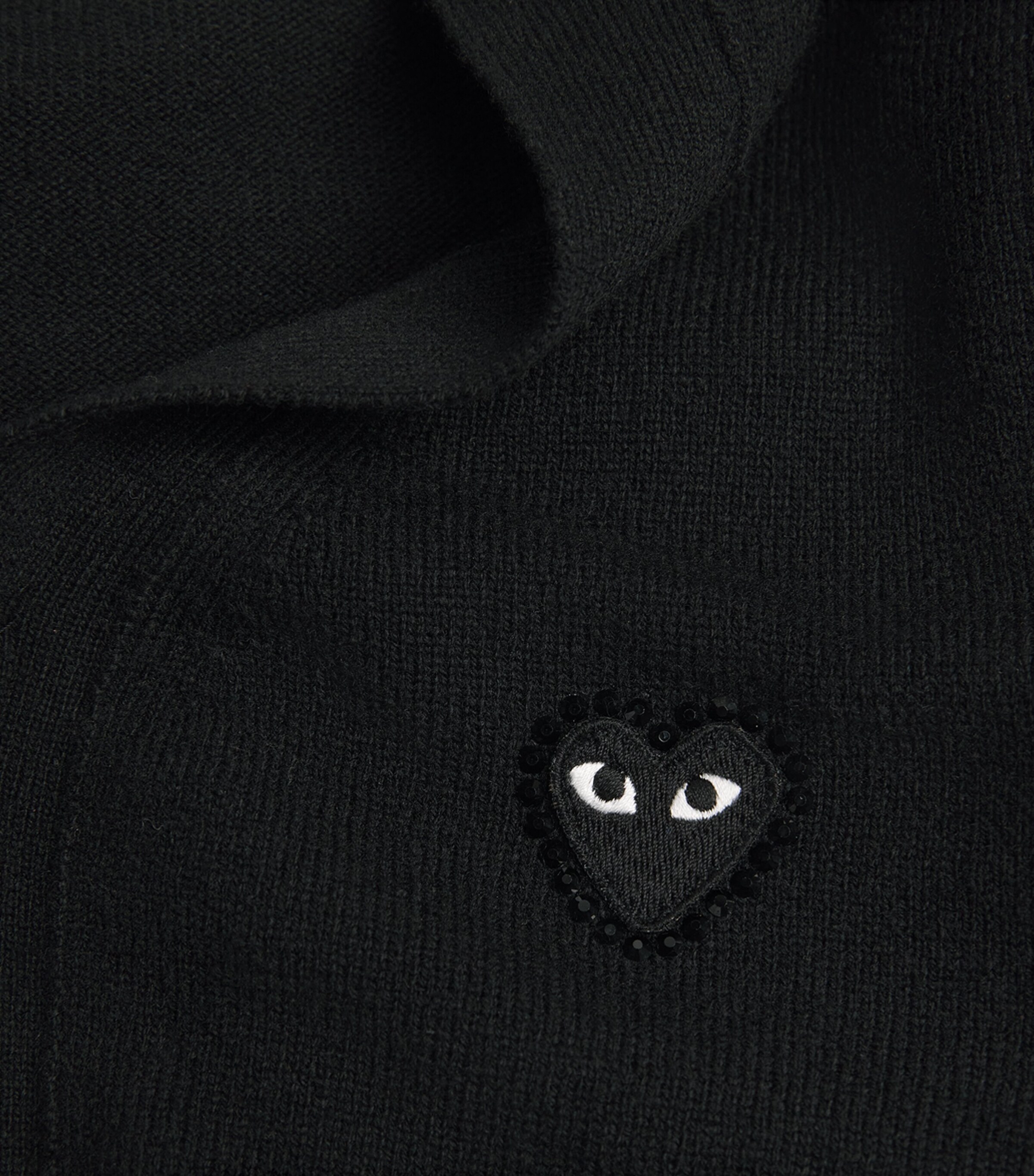 Comme Des Garçons Play Mens Wool Rhinestone Heart Cardigan Black Image 6