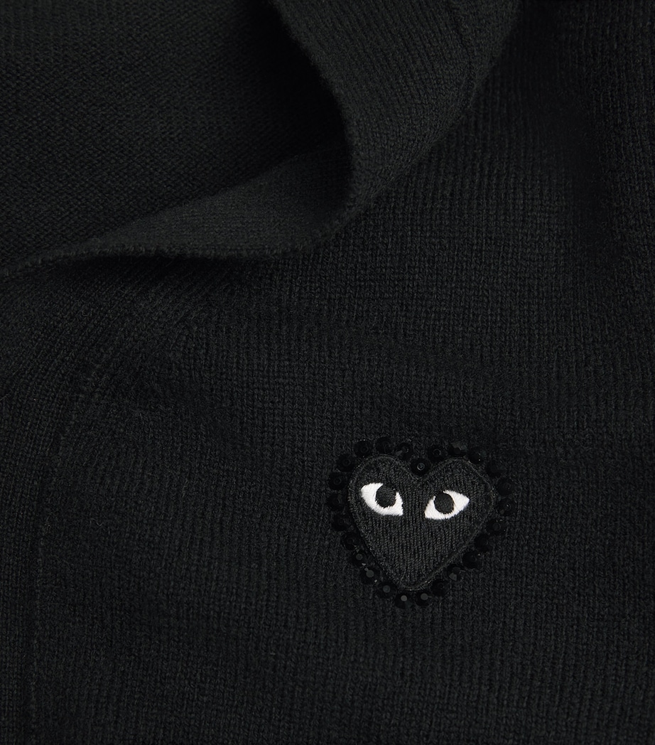 Comme Des Garçons Play Mens Wool Rhinestone Heart Cardigan Black Image 6