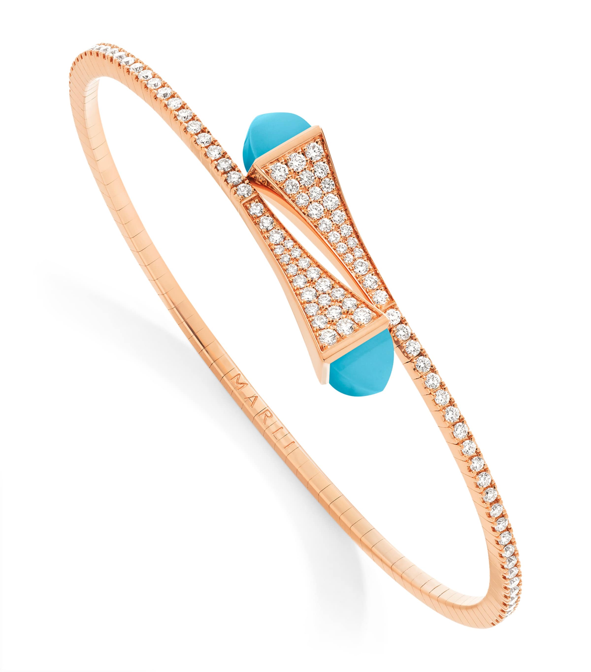 Marli New York Rose Gold And Diamond Cleo Midi Bangle In Rose Gold