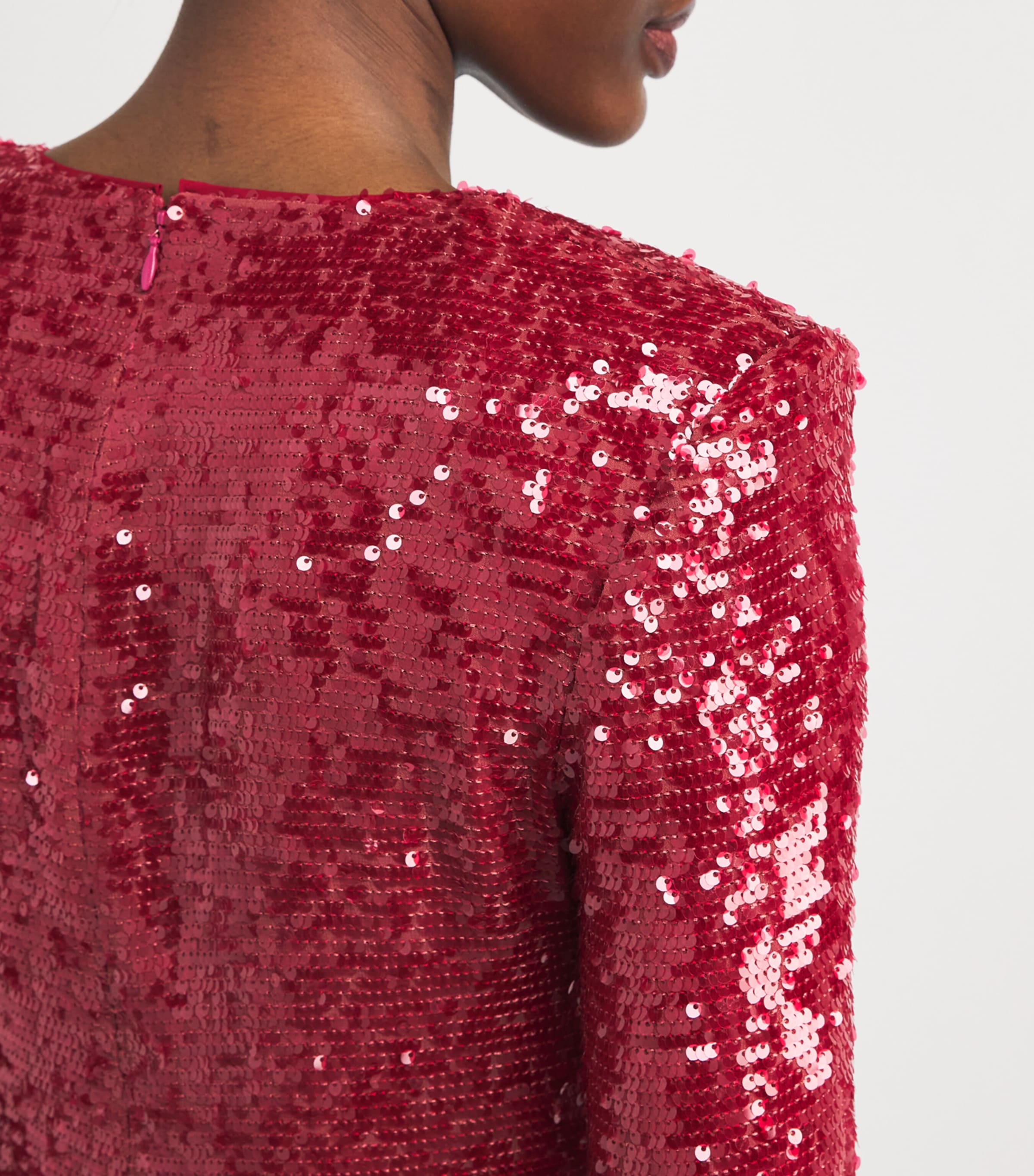 Sequin Flared Maxi Dress 678 DARK ROSE Image 4