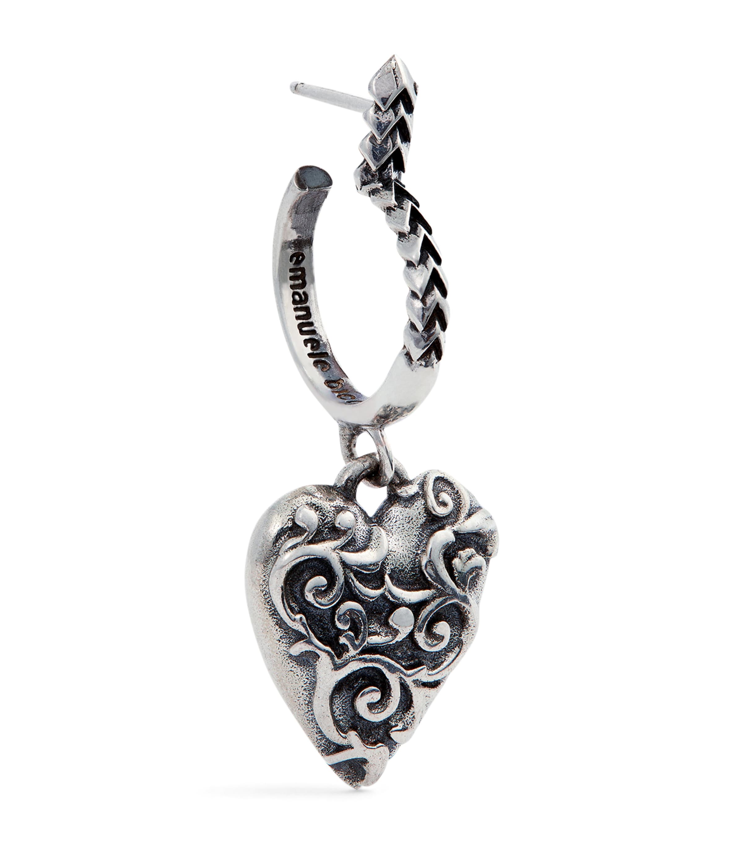 Emanuele Bicocchi Sterling Silver Arabesque Heart Single Earring Silver Image 1