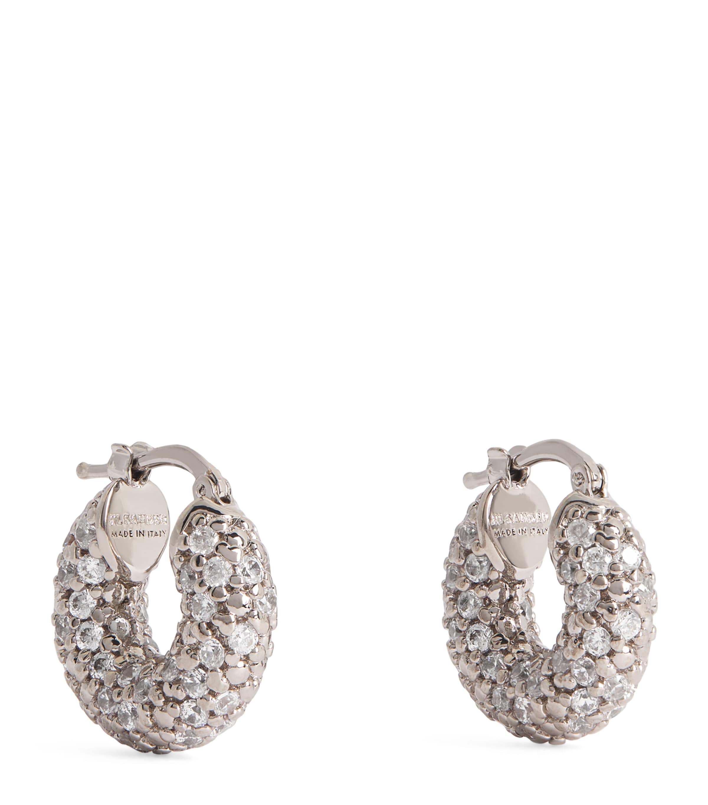 Jil Sander Embellished Round Earrings In Silver