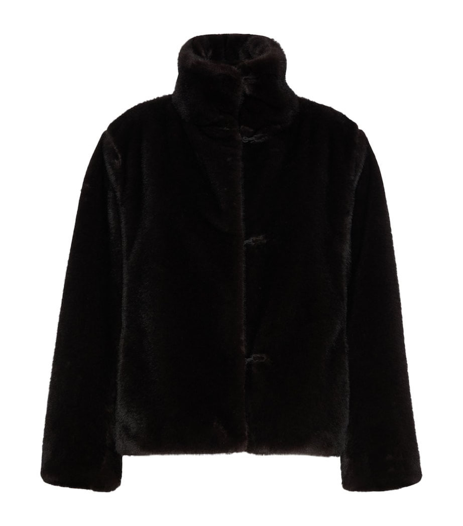 Max Mara Womens Faux Fur Jacket Dark Brown Image 1