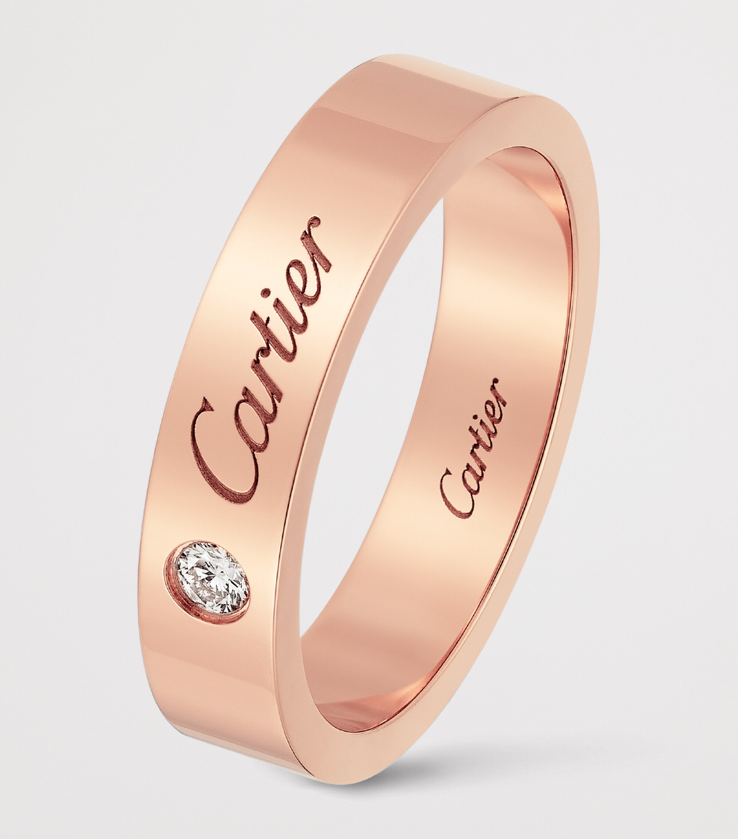 Cartier Rose Gold and Diamond C de Cartier Wedding Band (4mm) Rose Gold Image 8