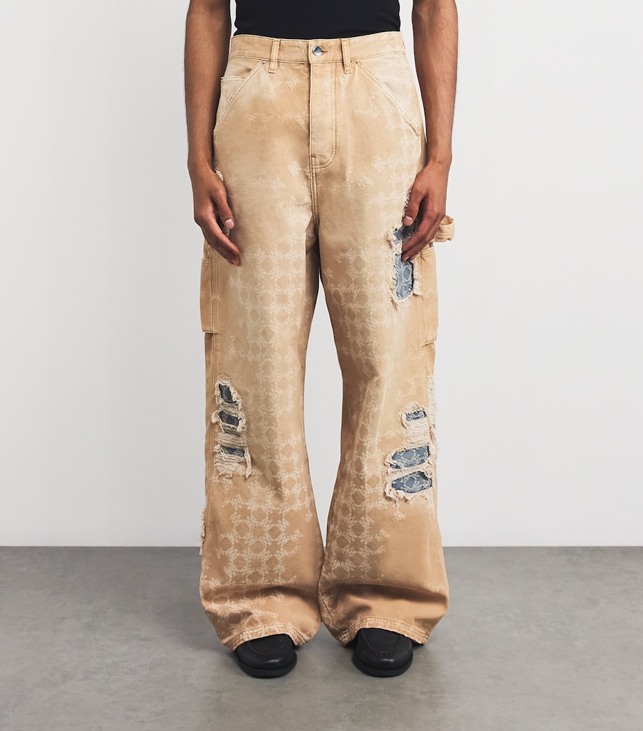 AMIRI Mens Distressed Repair Jeans Camel Image 3