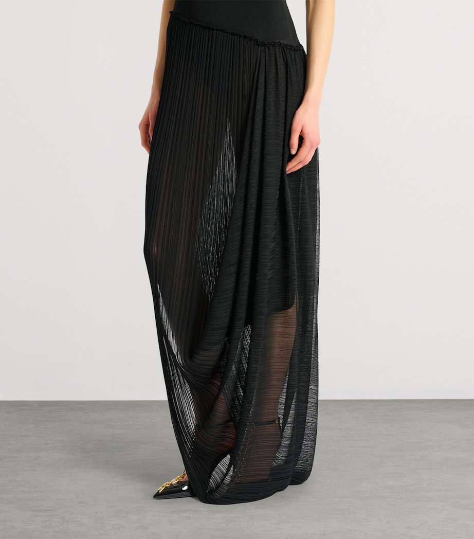 Balmain Womens Long Draped Dress Noir Image 5